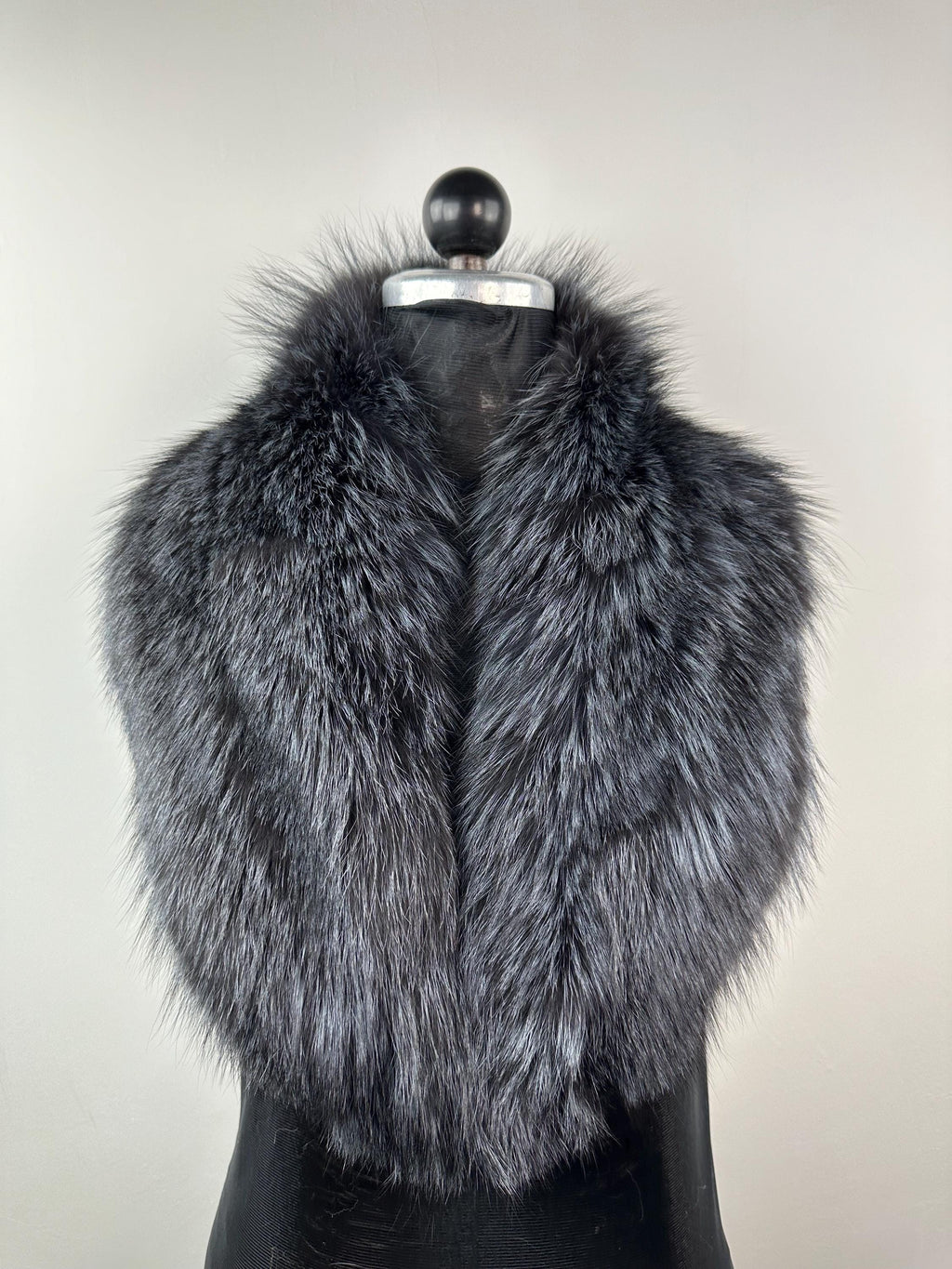 Dark Gray Fox Fur Collar – Real Fur Collar, Handmade in Greece, Luxury Neck Accessory