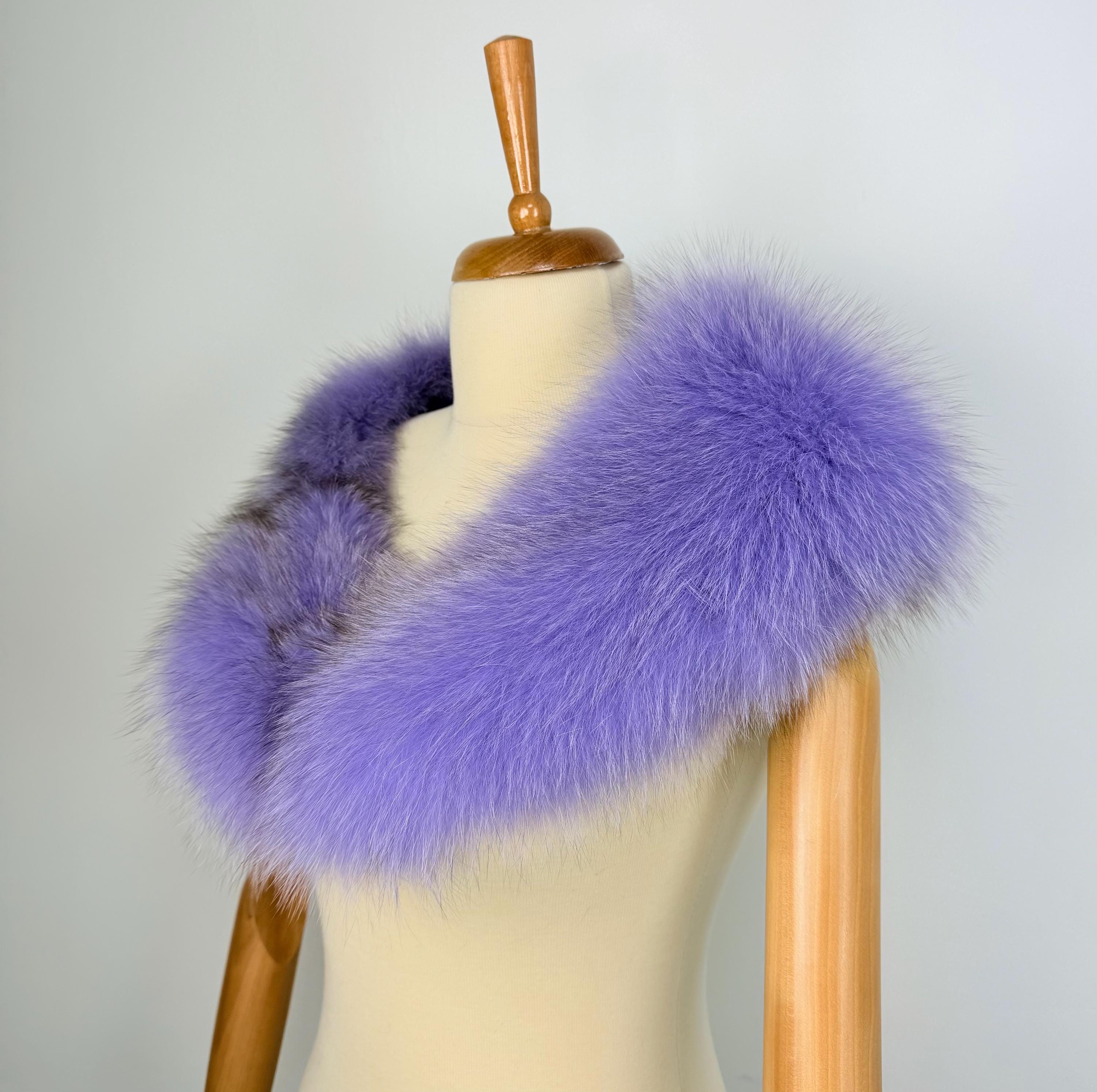 Luxury Lavender Fur Collar – Real Fox Fur Stole Scarf
