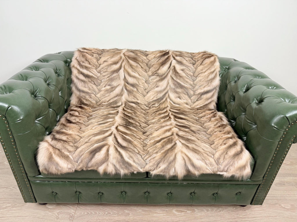Luxury Fox Fur Blanket Throw - Handmade in Greece