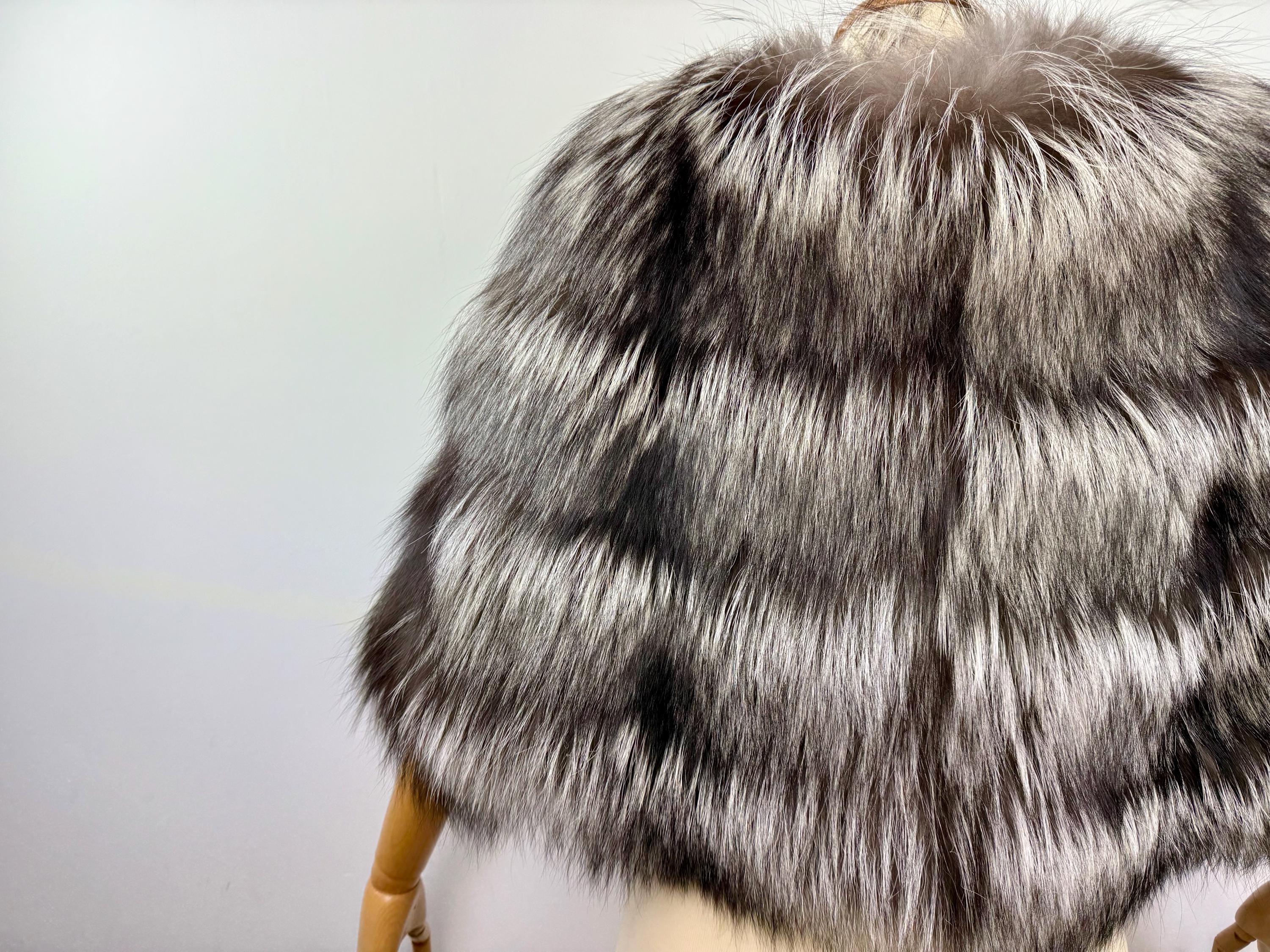 Genuine Silver Fox Fur Wrap: Handmade Real Fur Stole