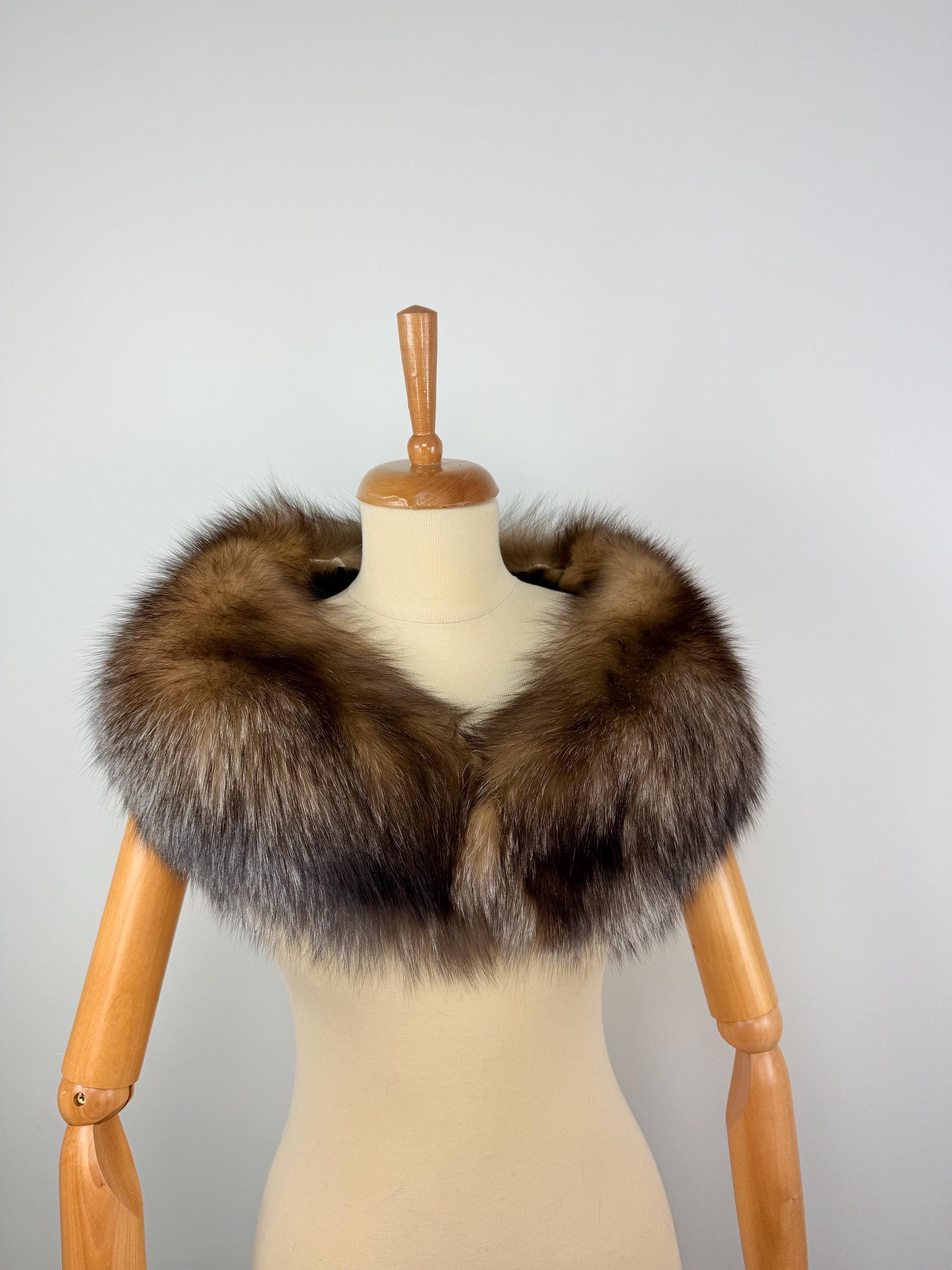 Crystal Fox Fur Collar – Real Fur Collar, Handmade in Greece, Luxury Neck Accessory
