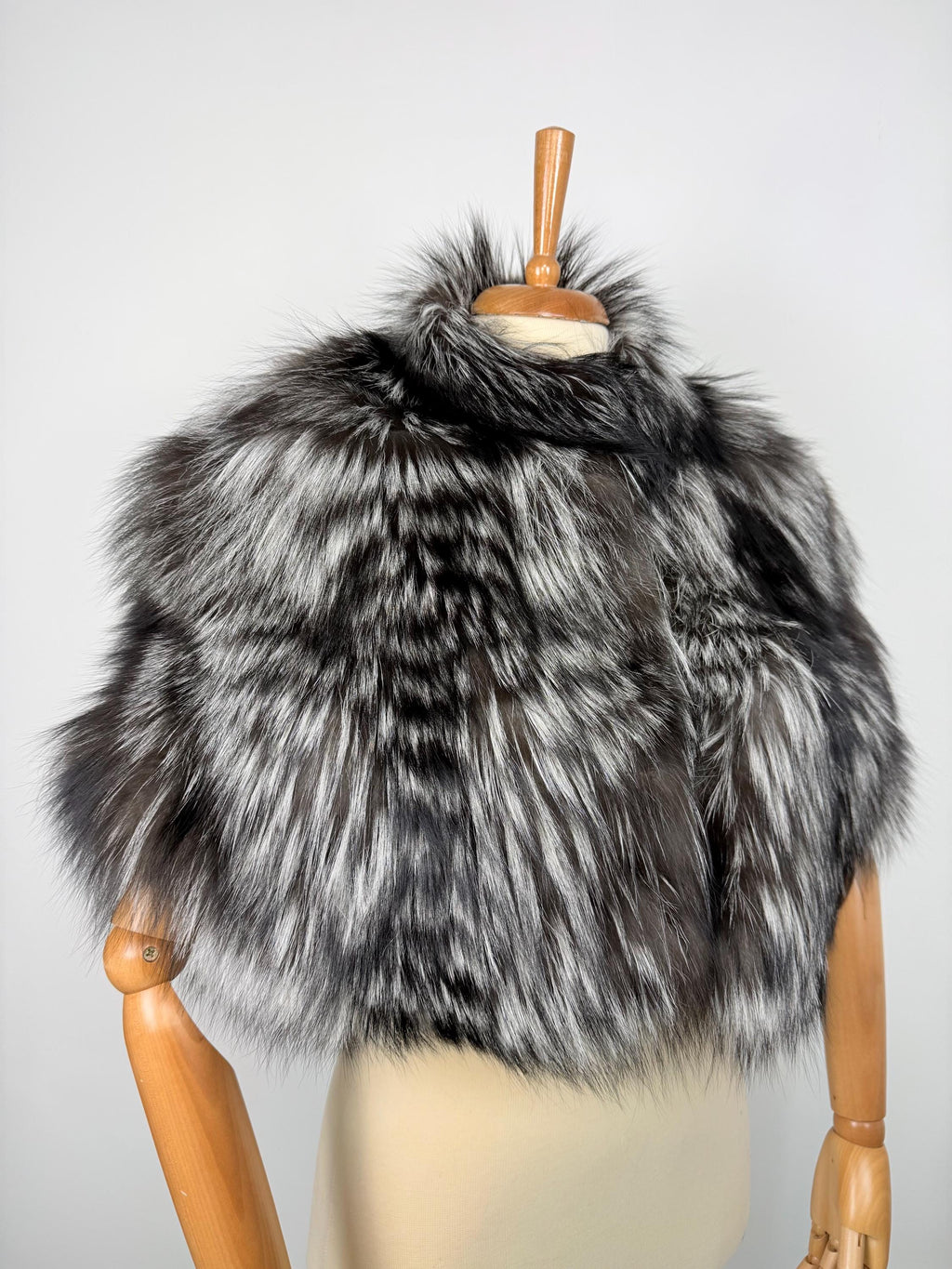 Silver Fox Fur Shawl – Real Fur Wrap, Handmade in Greece, Luxury Fur Shawl