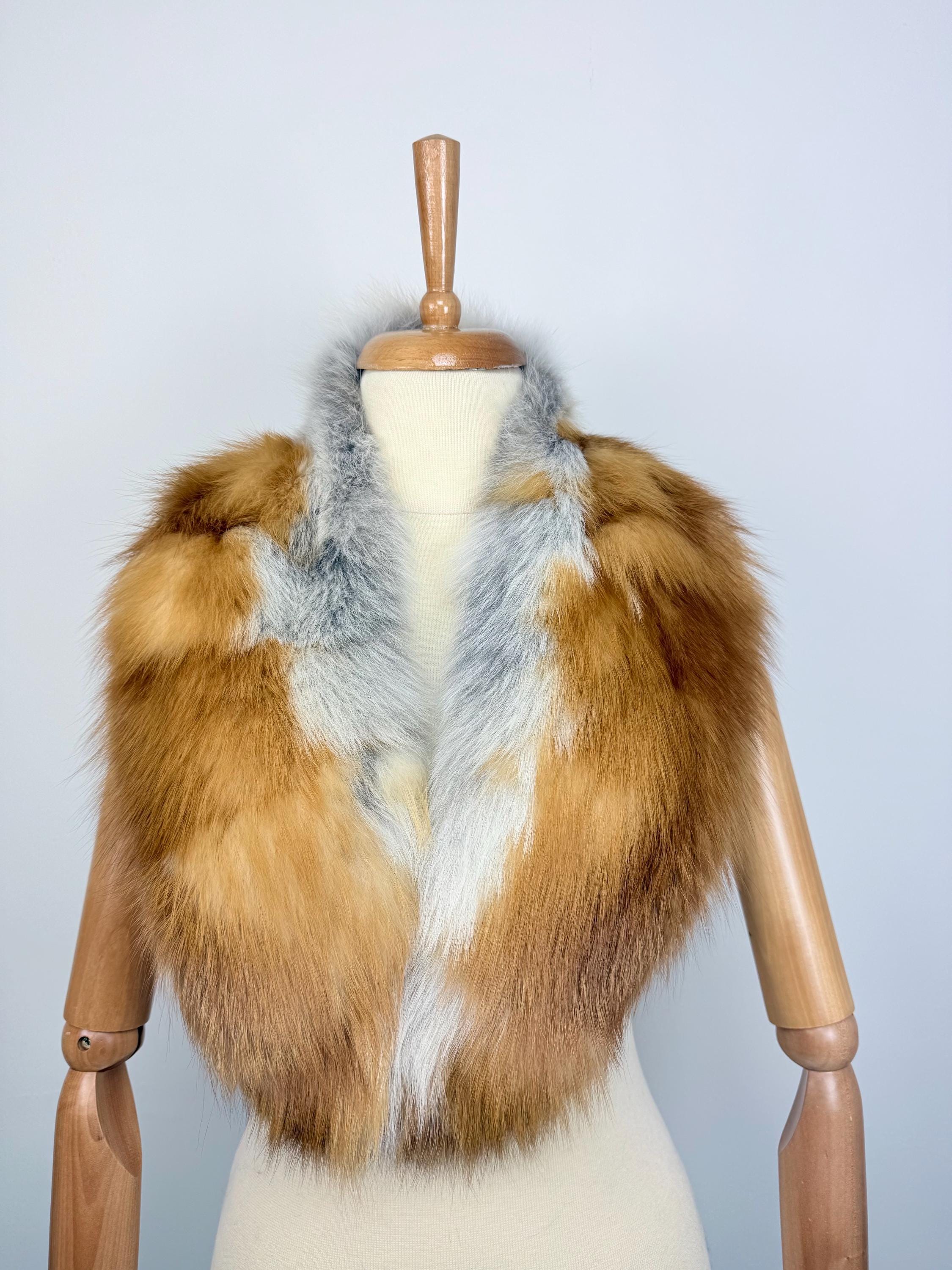 Red Fox Fur Collar, Real Fur Collar, Handmade Fur Collar, Luxury Winter Fur Accessory