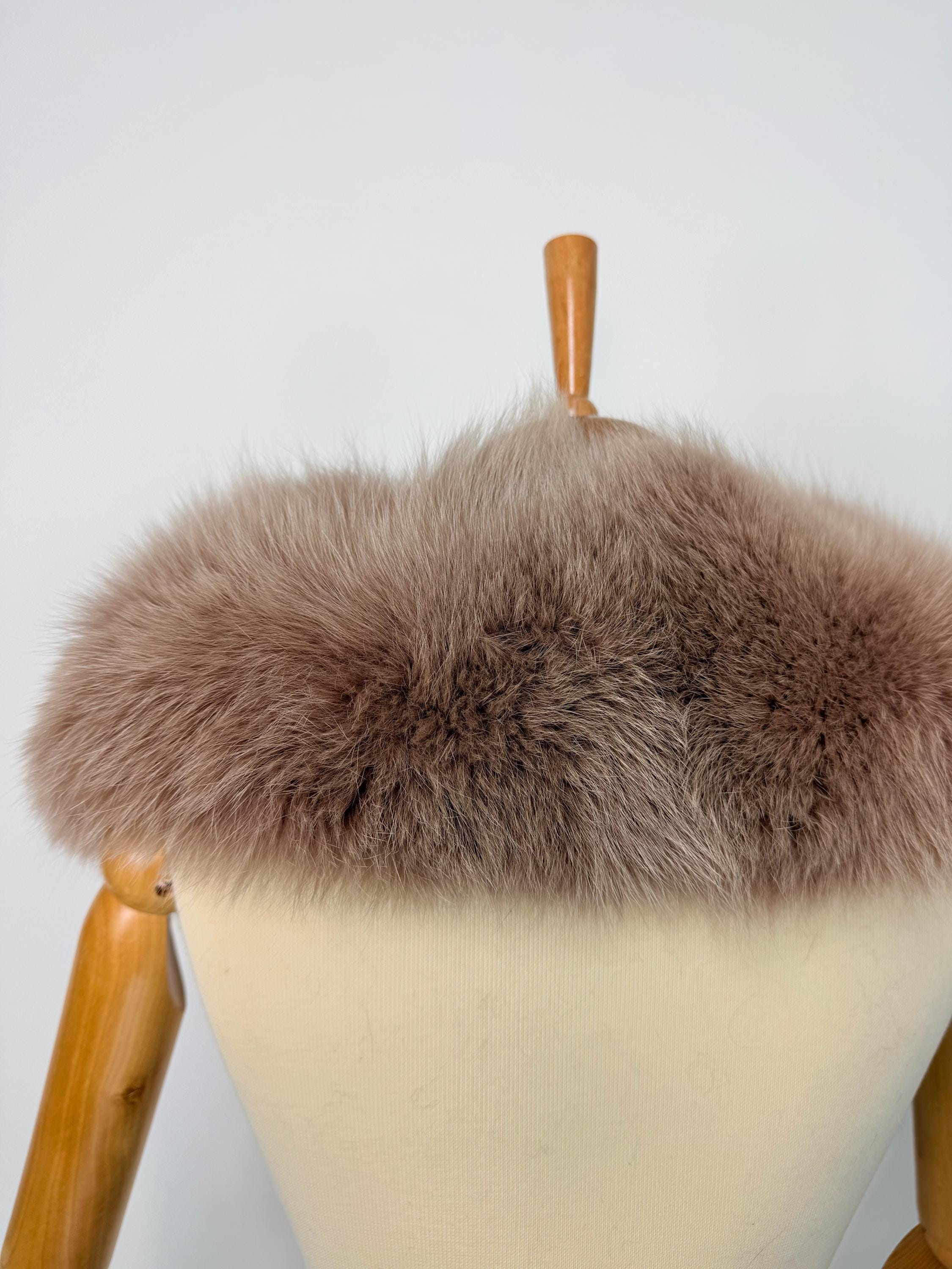 Light Brown Fox Fur Collar – Real Fur Collar, Handmade in Greece, Luxury Neck Accessory