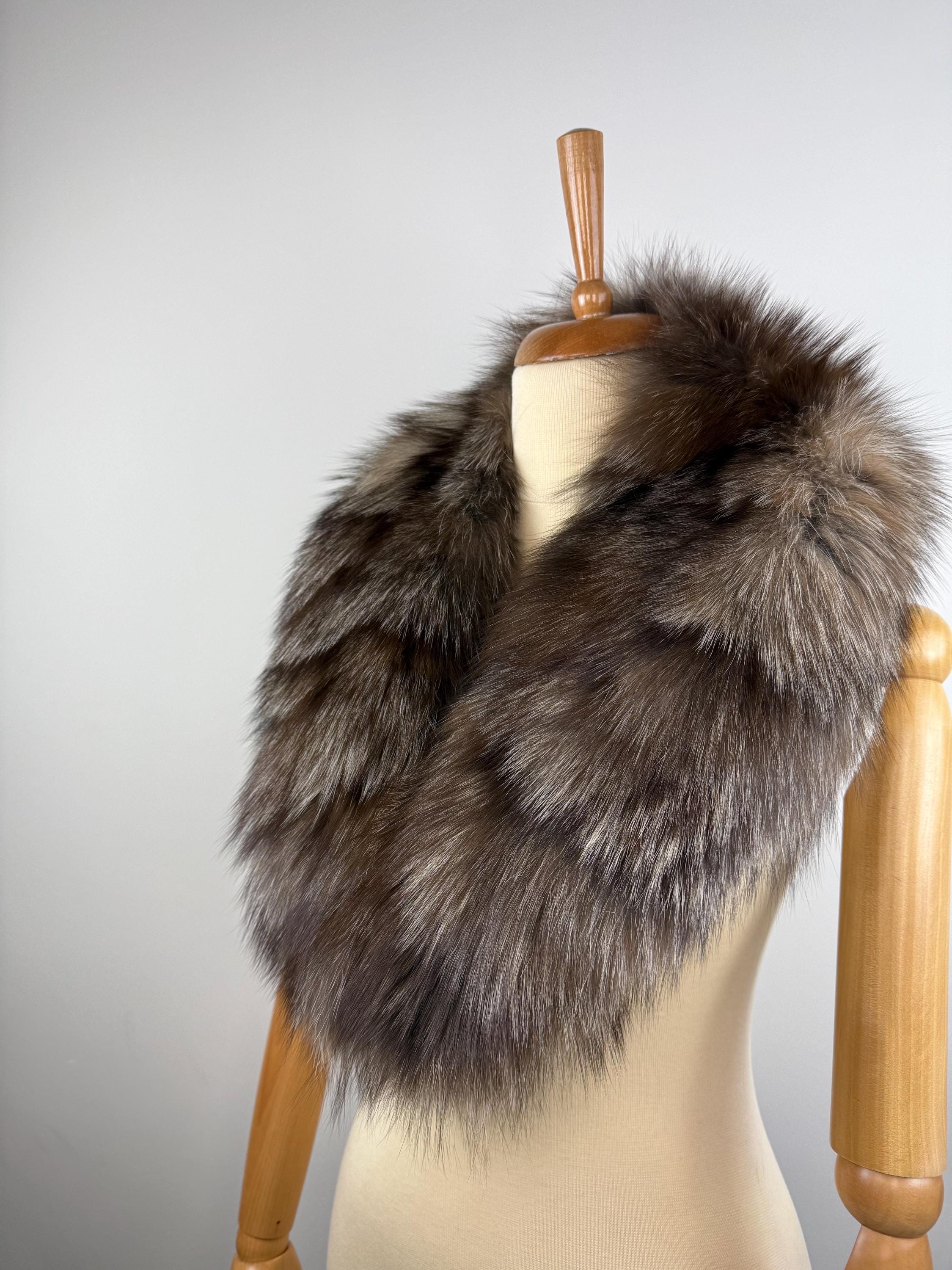 Real Fur Collar Crystsl Fox: Genuine Fur Stole, Neck Warmer