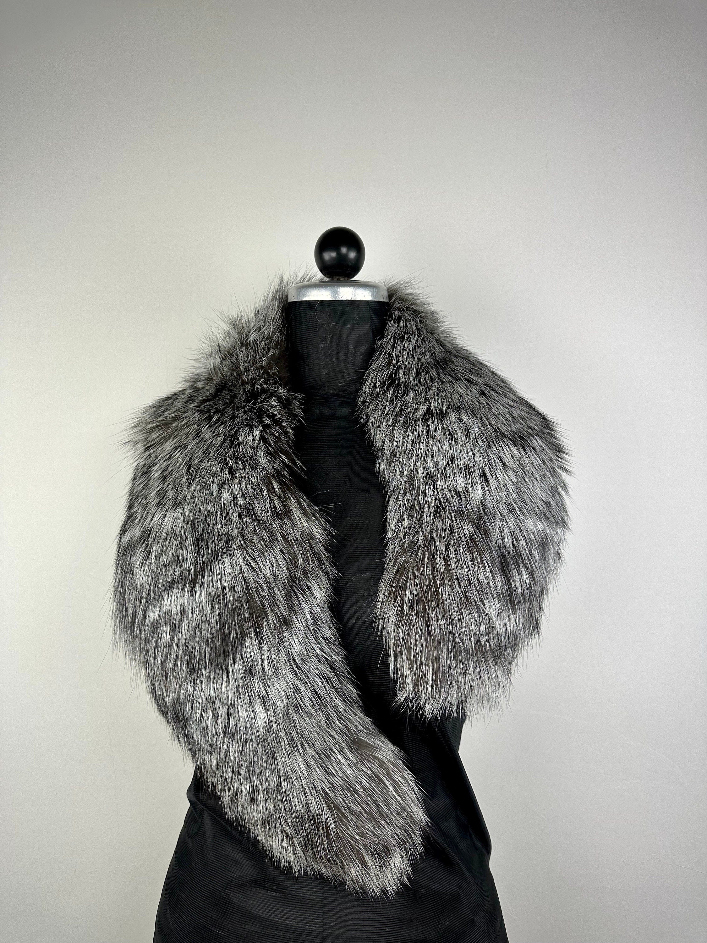 Silver Fox Fur Collar: Genuine Fur Stole