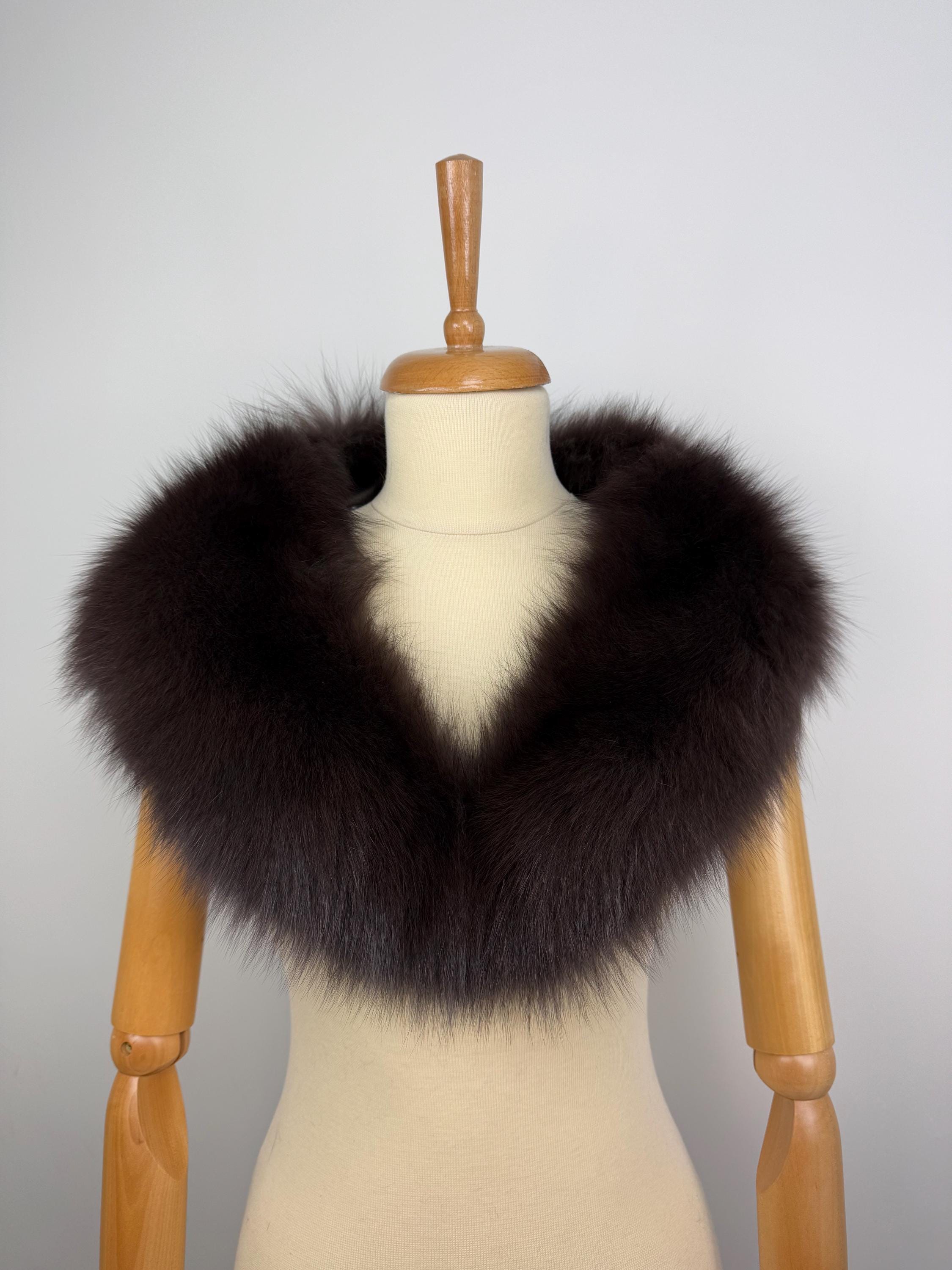 Brown Fox Fur Collar – Real Fur Collar, Handmade in Greece, Luxury Neck Accessory