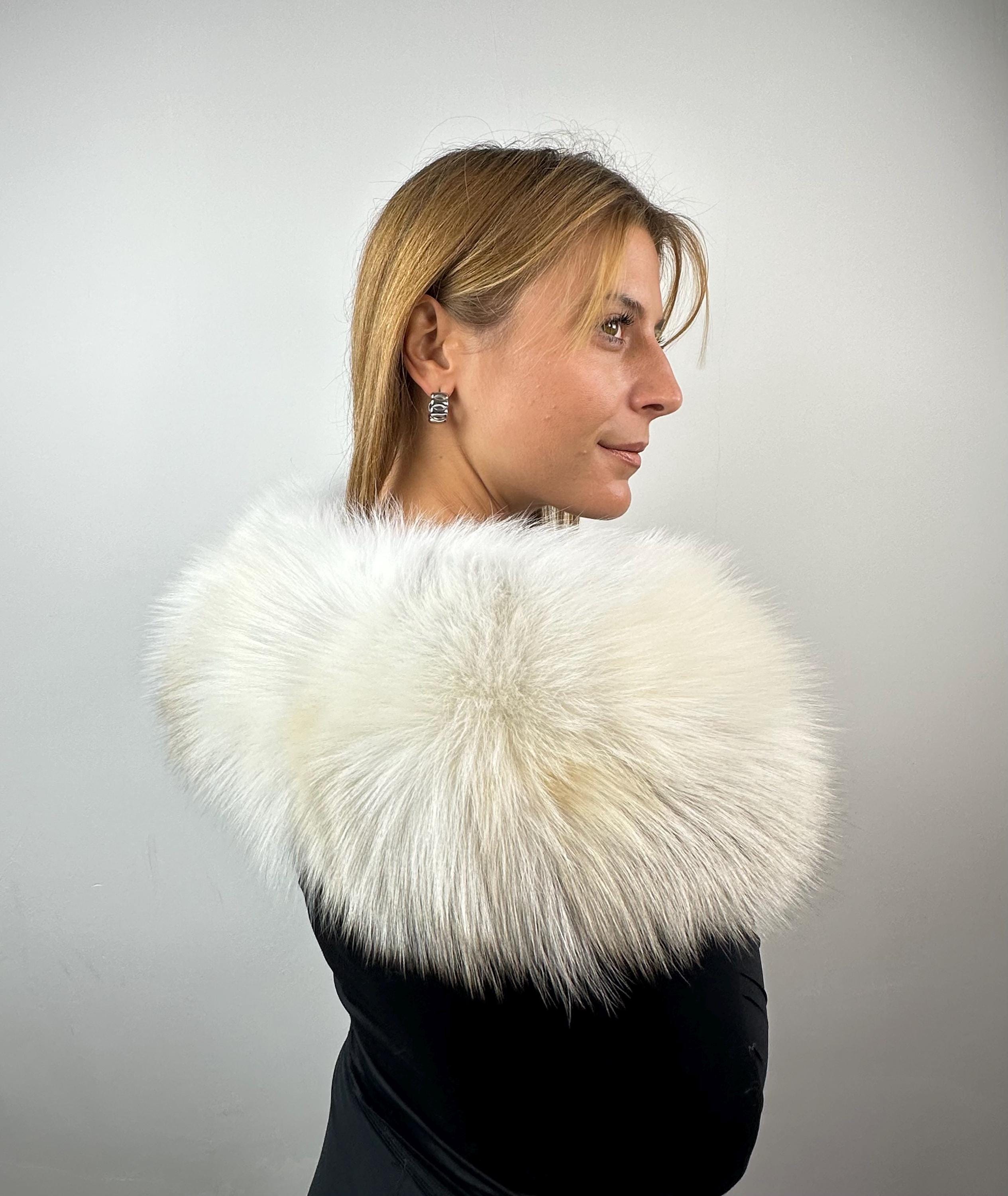Handmade White Fox Fur Collar: Luxury Bridal Stole