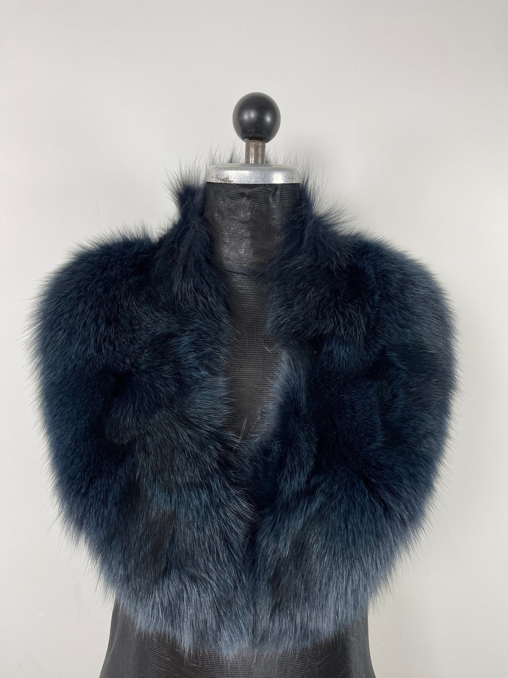 Genuine Fox Fur Collar: Blue Black Luxury Stole