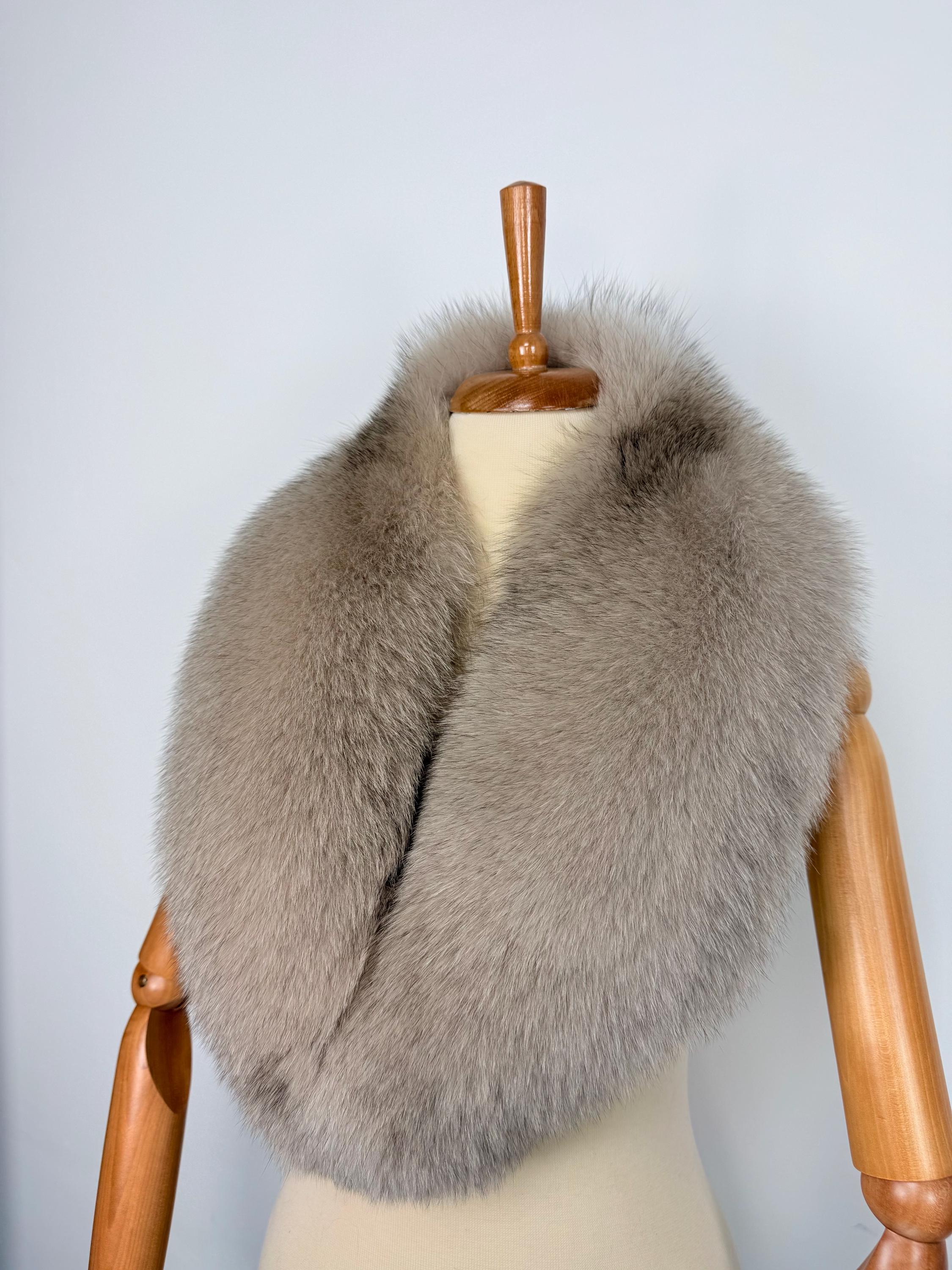 Beige Fox Fur Collar – Real Fur Collar, Handmade in Greece, Luxury Fur Neck Accessory