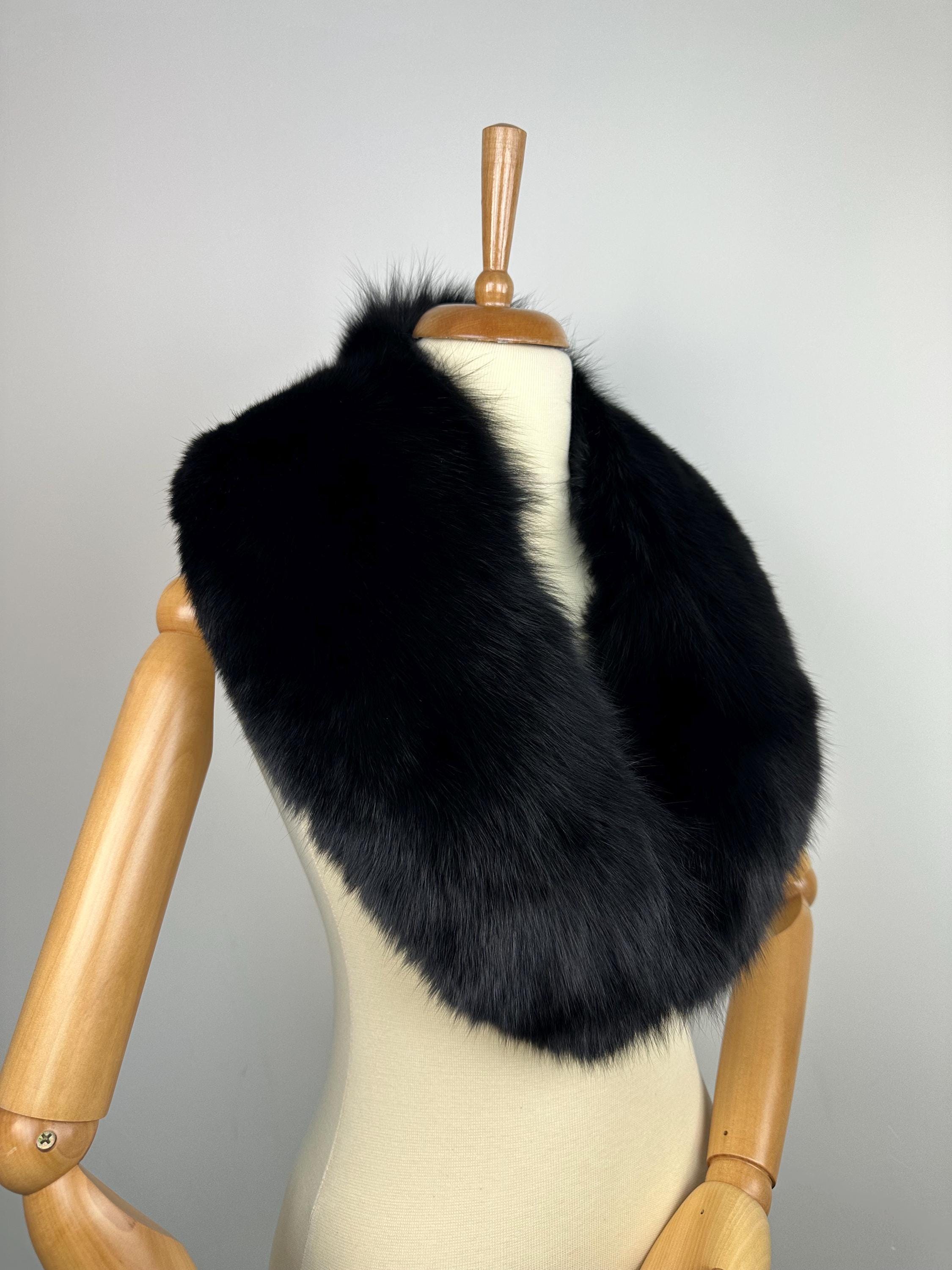 Luxury Black Fox Fur Collar: Genuine Fur Stole