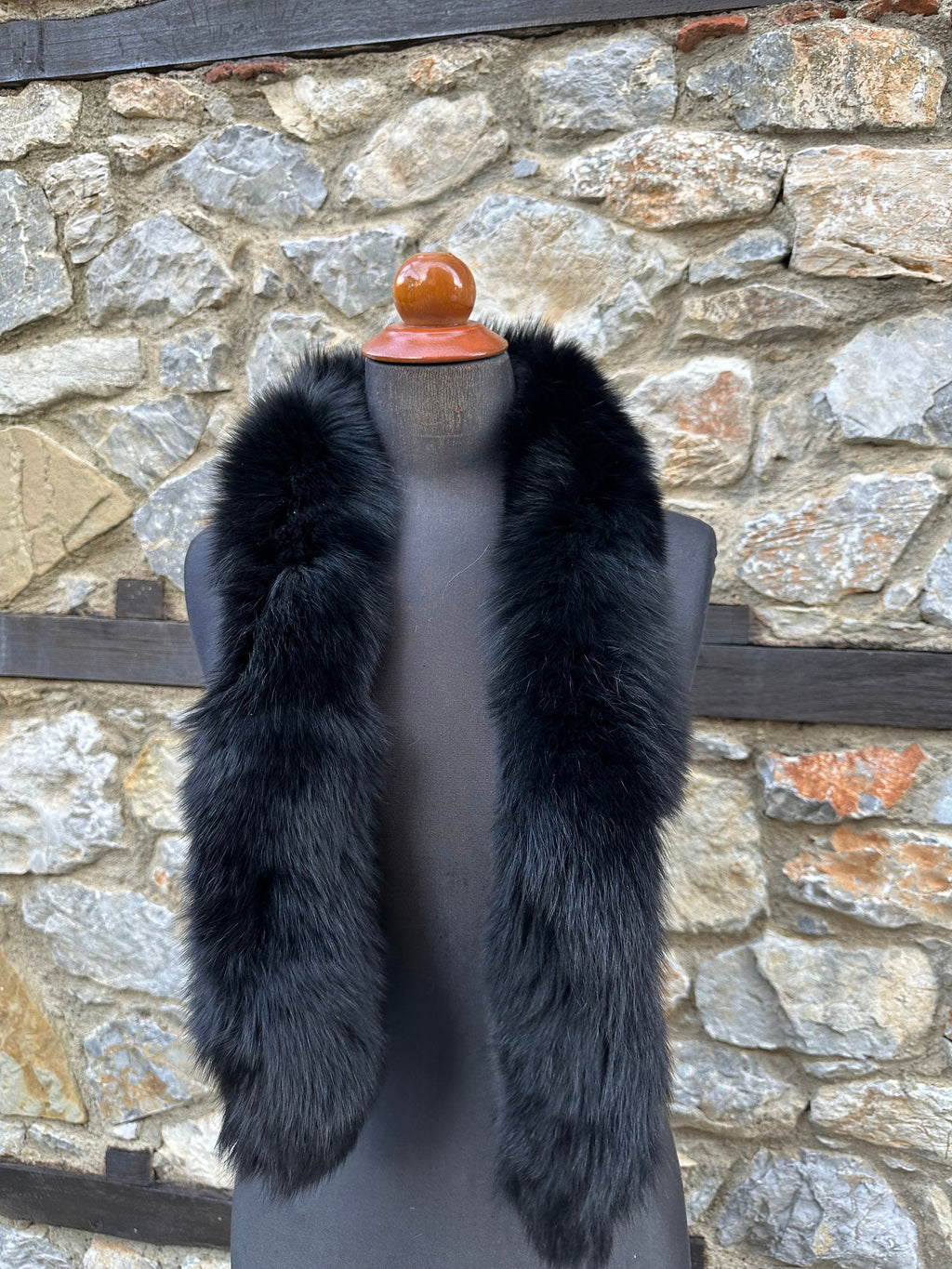 Stylish Black Fur Scarf, Real Fur Neck Warmer