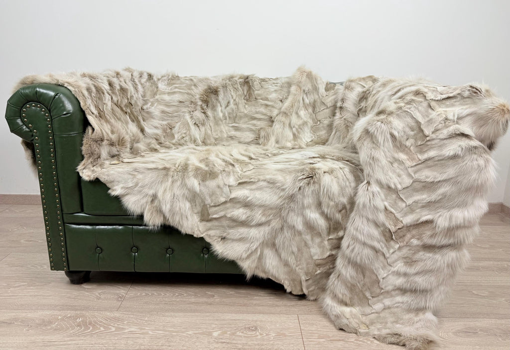 Luxury Fox Fur Blanket: Handmade Real Fur Throw