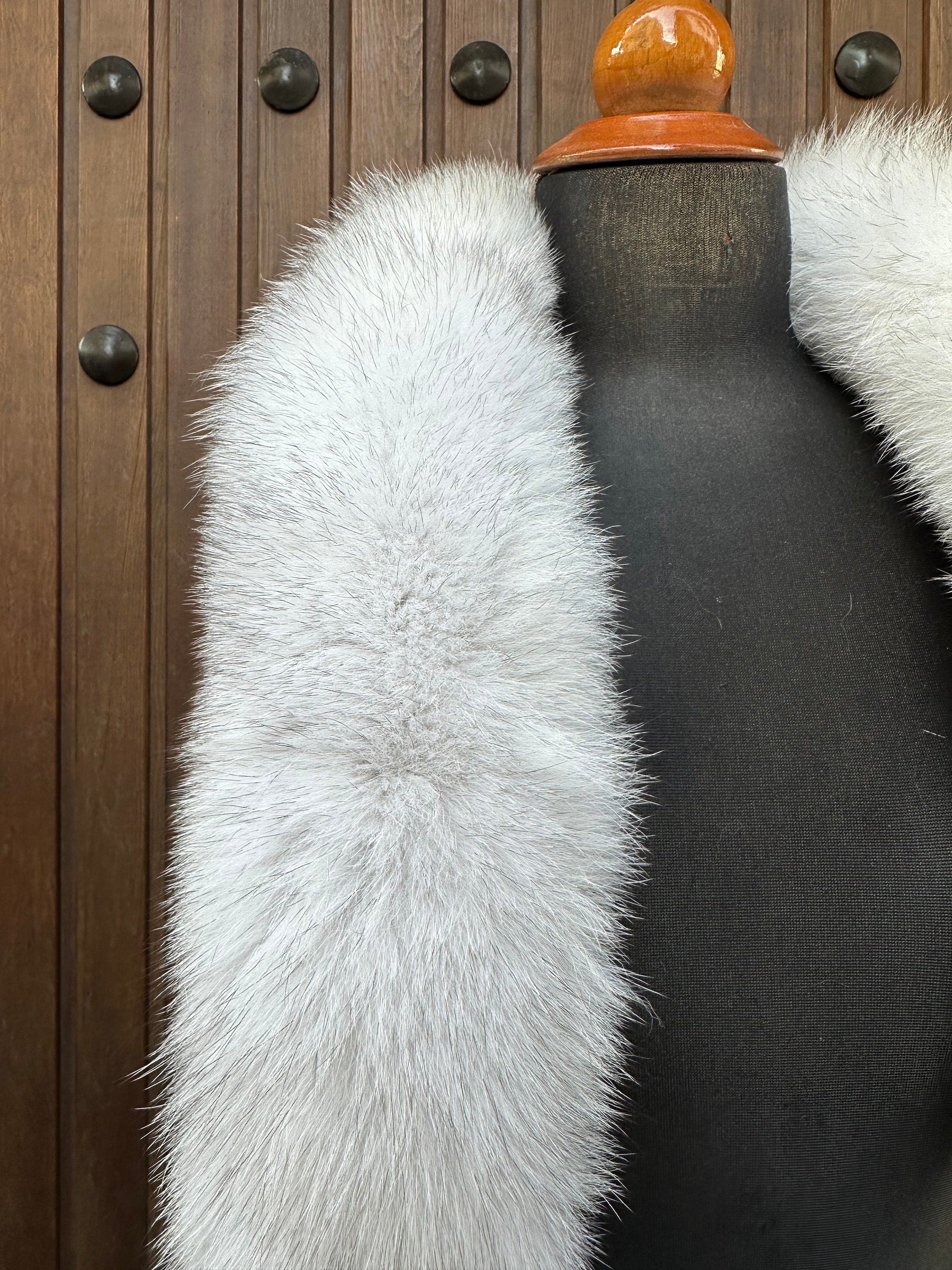 Gray Fox Fur Scarf – Real Fur Scarf, Handmade in Greece, Luxury Winter Scarf
