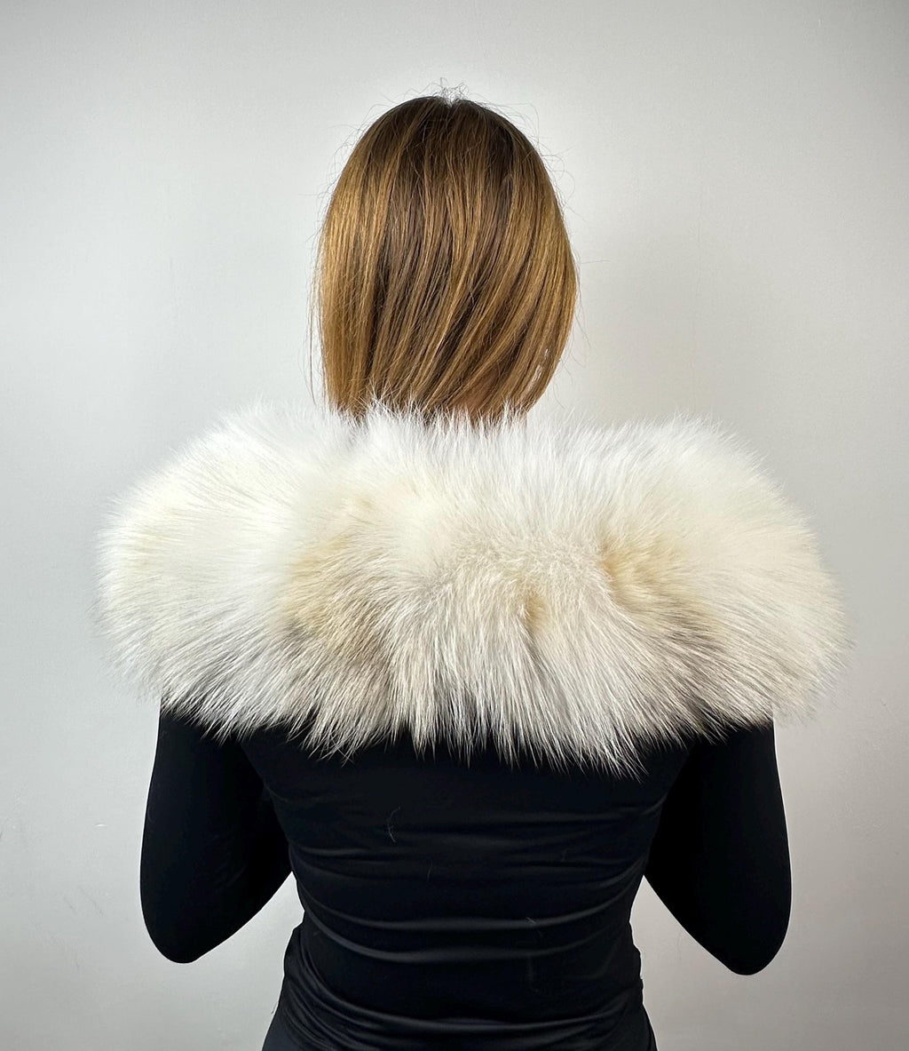Handmade White Fox Fur Collar: Luxury Bridal Stole