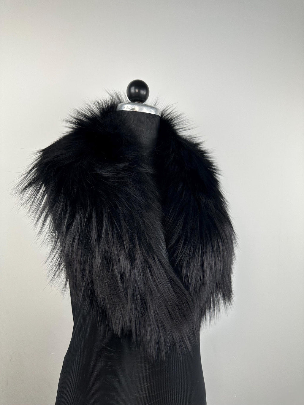 Black Fox Fur Collar – Real Fur Collar, Handmade in Greece, Luxury Neck Accessory