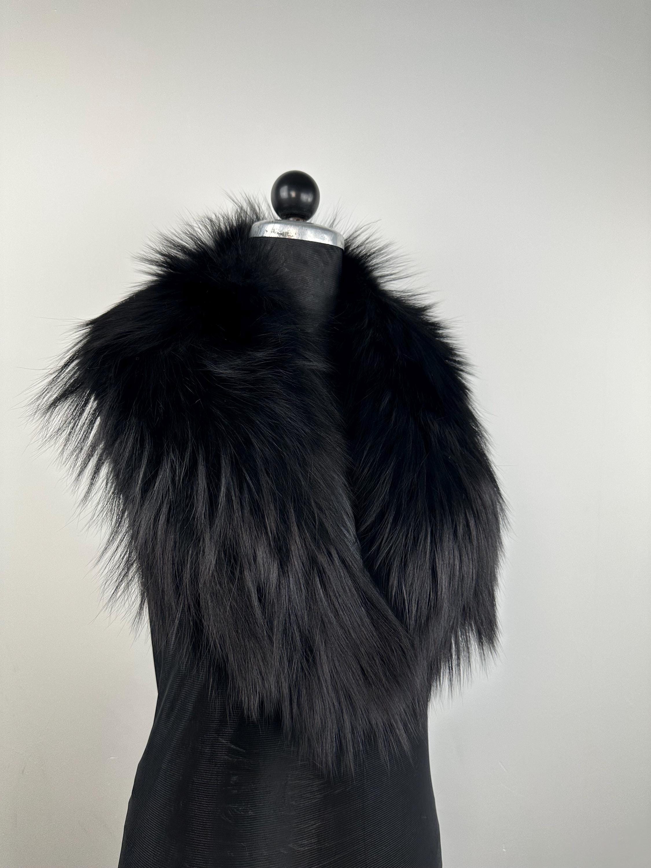 Black Fox Fur Collar – Real Fur Collar, Handmade in Greece, Luxury Neck Accessory