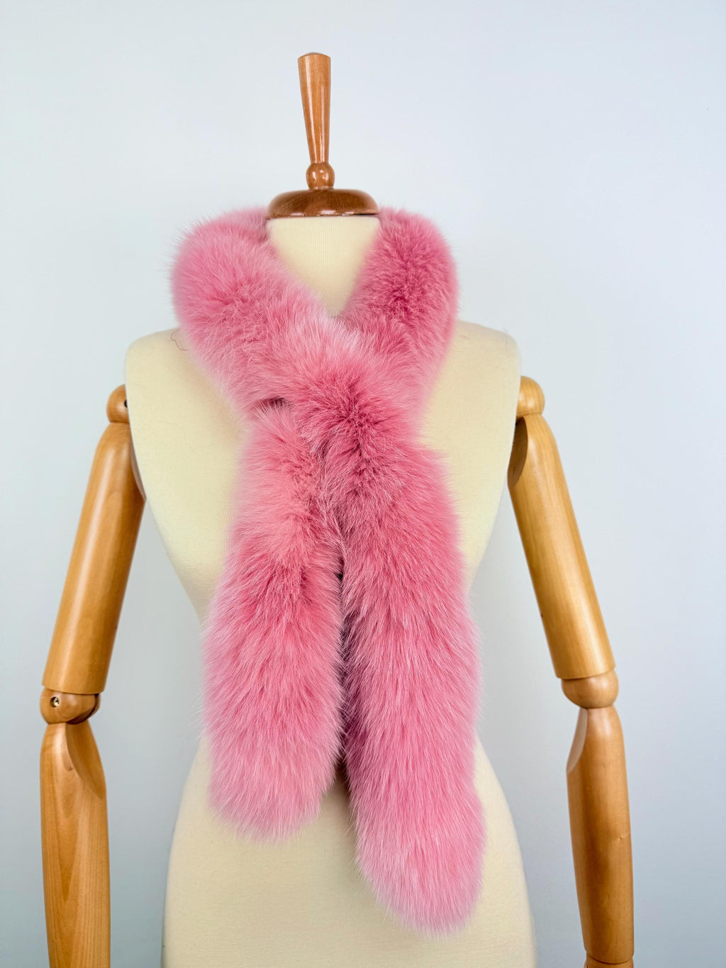 Pink Fox Fur Scarf – Real Fur Scarf, Handmade in Greece, Luxury Winter Scarf