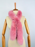 Pink Fox Fur Scarf – Real Fur Scarf, Handmade in Greece, Luxury Winter Scarf