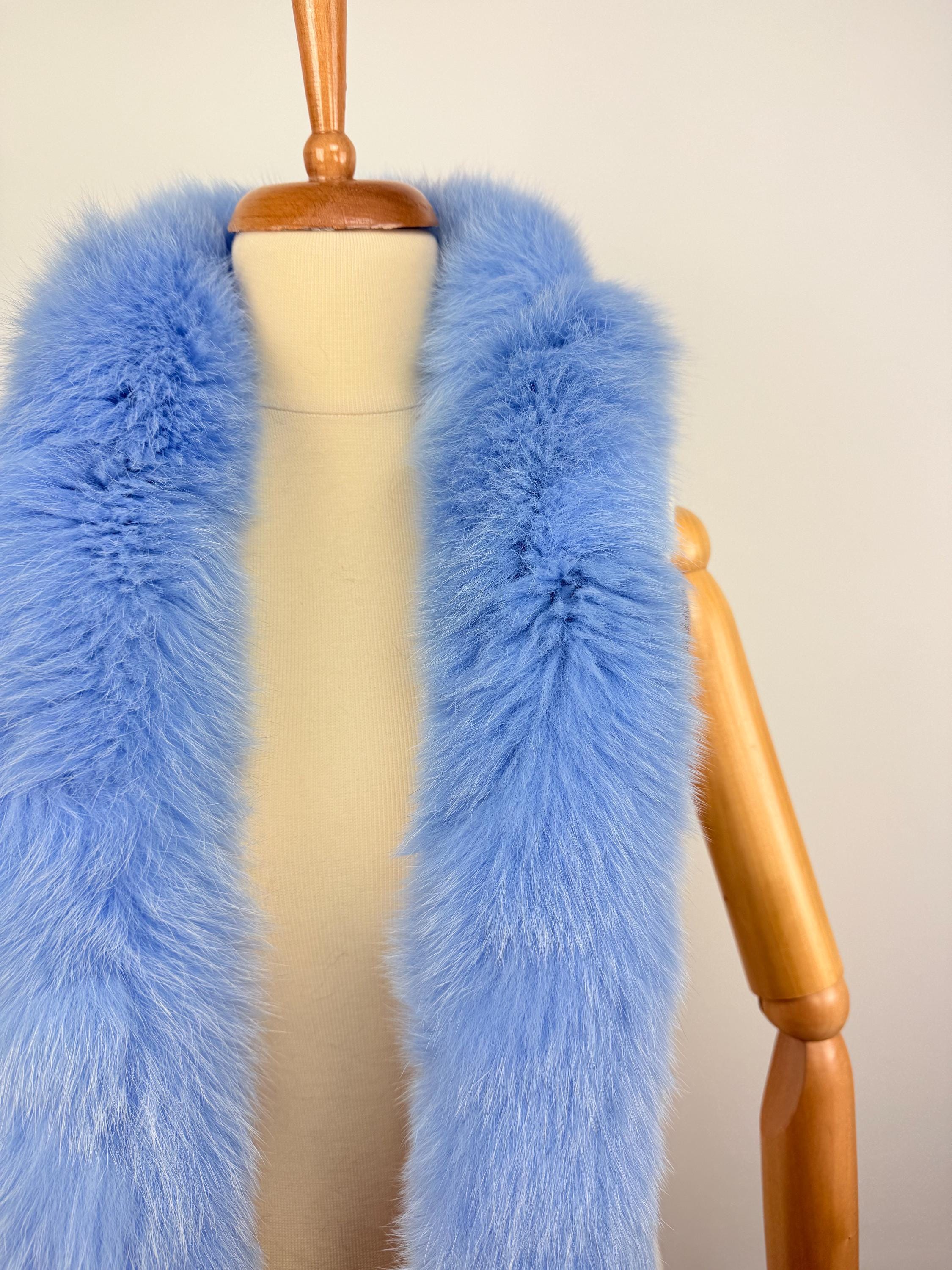 Luxury Blue Fox Fur Scarf - Real Fur Neck Warmer