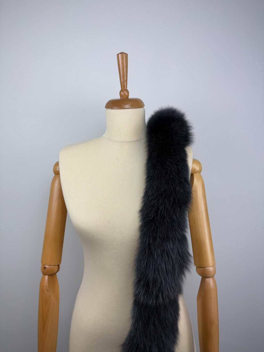 Dark Gray Fox Fur Scarf: Warm Genuine Fur Accessory