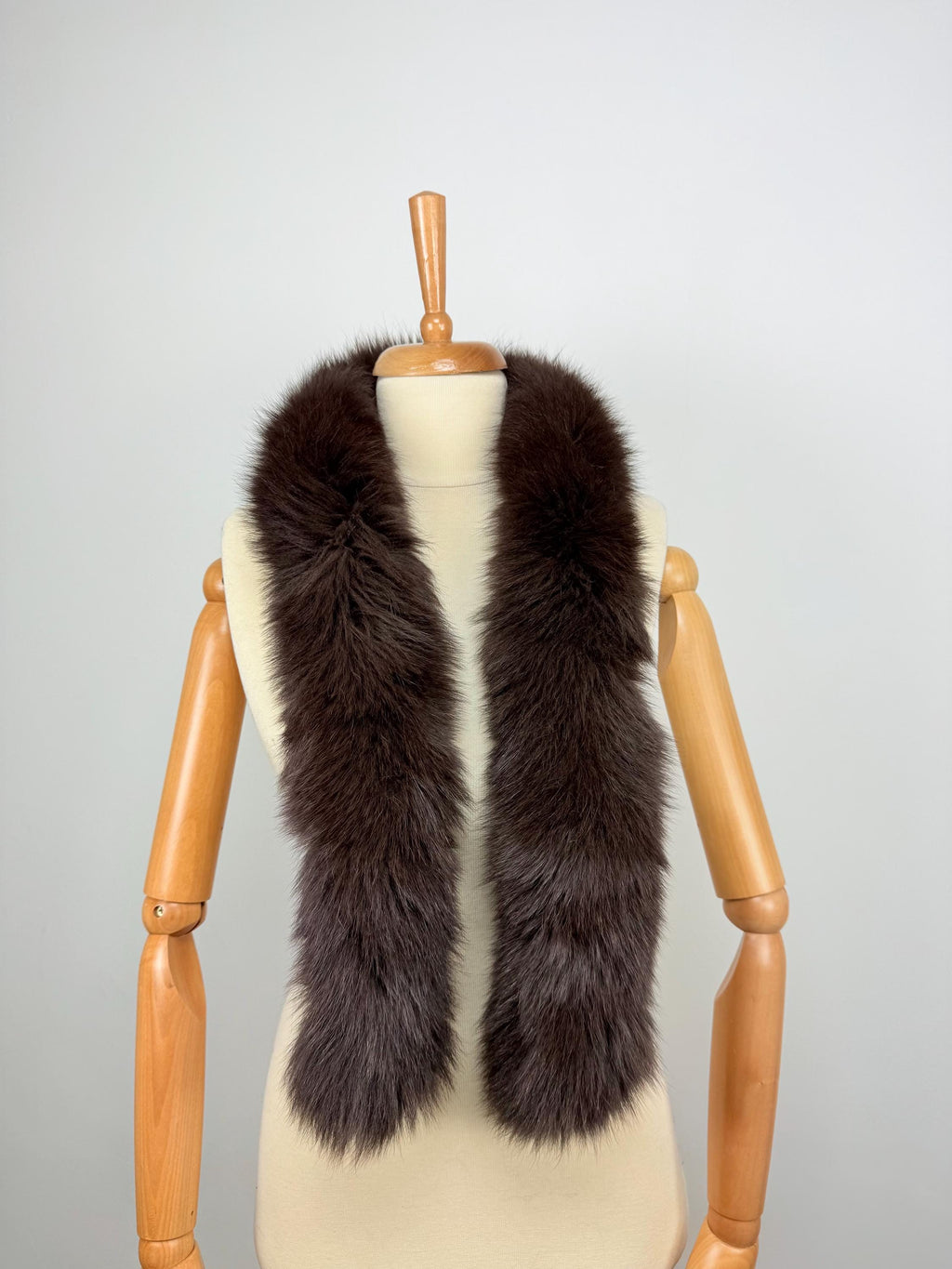 Dark Brown Fox Fur Scarf – Real Fur Scarf, Handmade in Greece, Luxury Winter Scarf