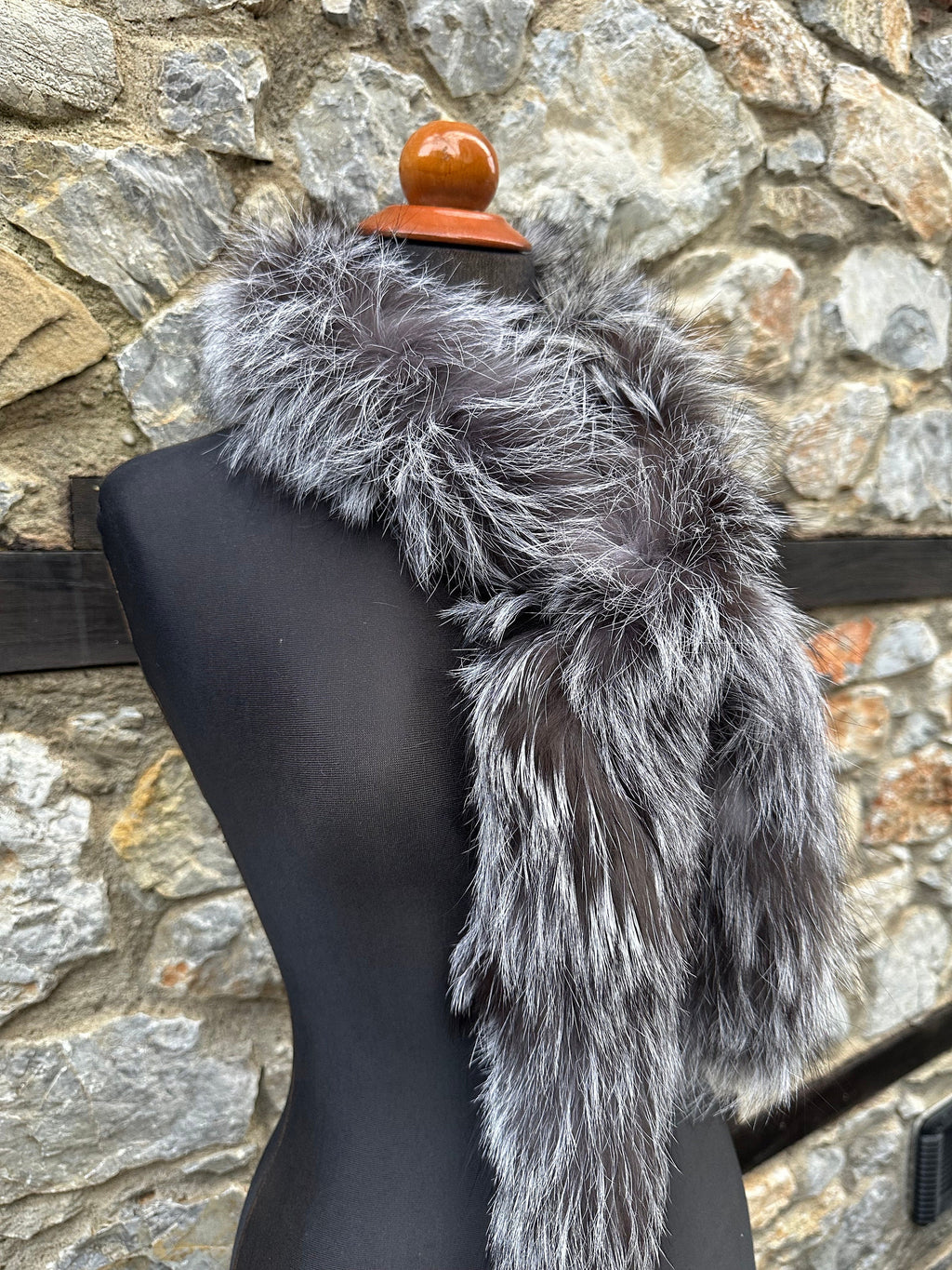 Handmade Silver Fox Fur Scarf – Real Fur, Made in Greece, Luxury Winter Scarf