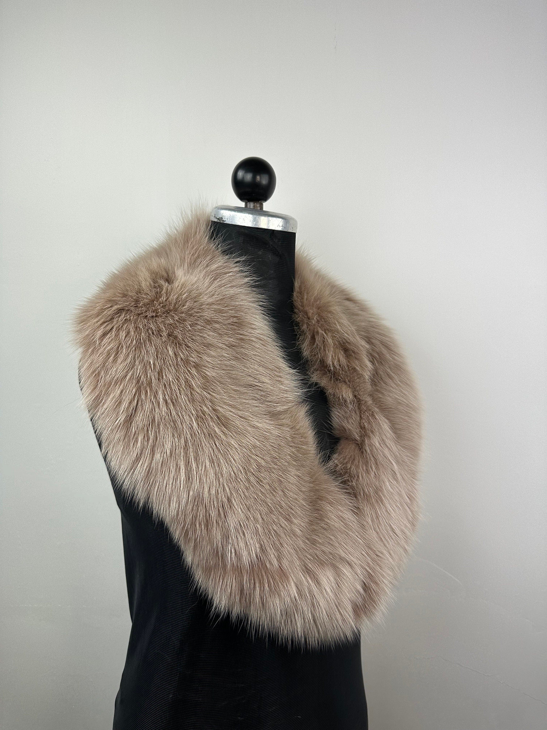 Genuine Fox Fur Collar: Beige Luxury Stole,  Neck Wrap
