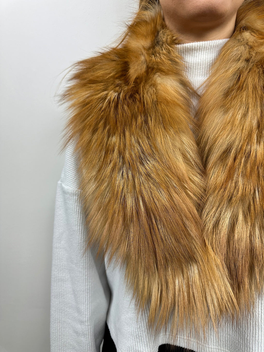 Real Fur Fox Collar: Handmade Stole with Satin Lining