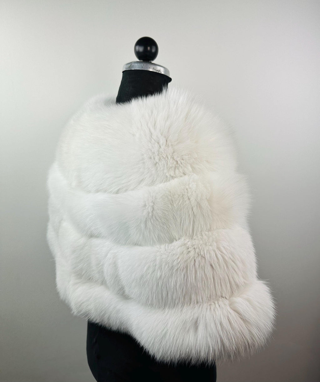 White fox fur stole, real fur bridal shawl warp, wedding etole