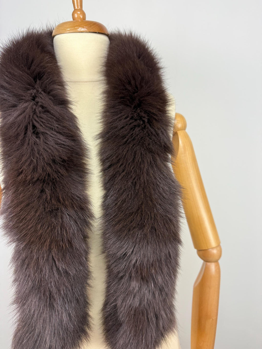 Dark Brown Fox Fur Scarf – Real Fur Scarf, Handmade in Greece, Luxury Winter Scarf