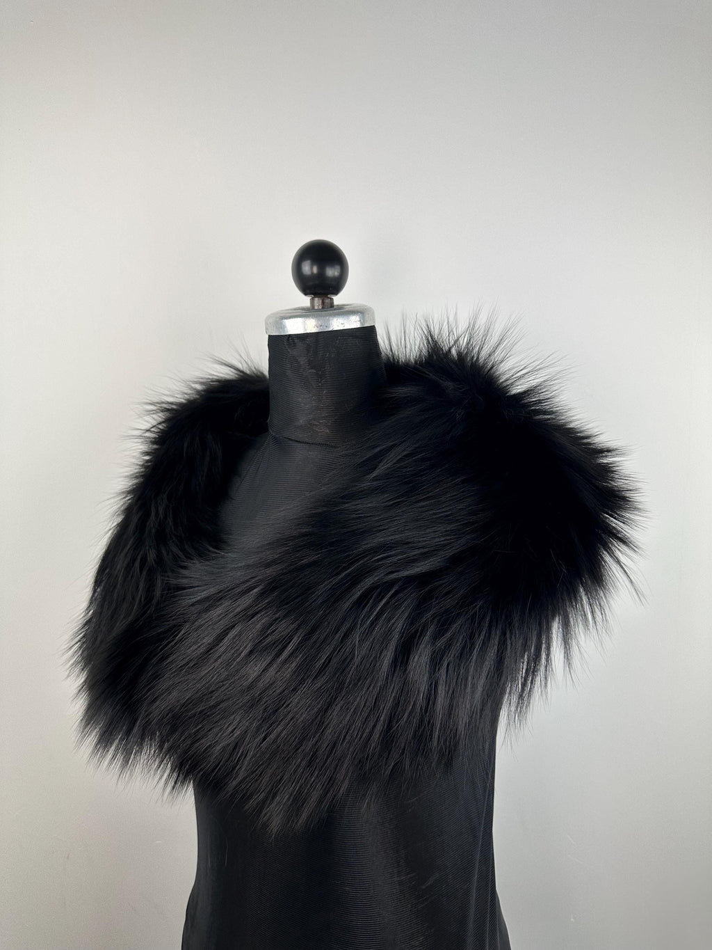 Black Fox Fur Collar – Real Fur Collar, Handmade in Greece, Luxury Neck Accessory