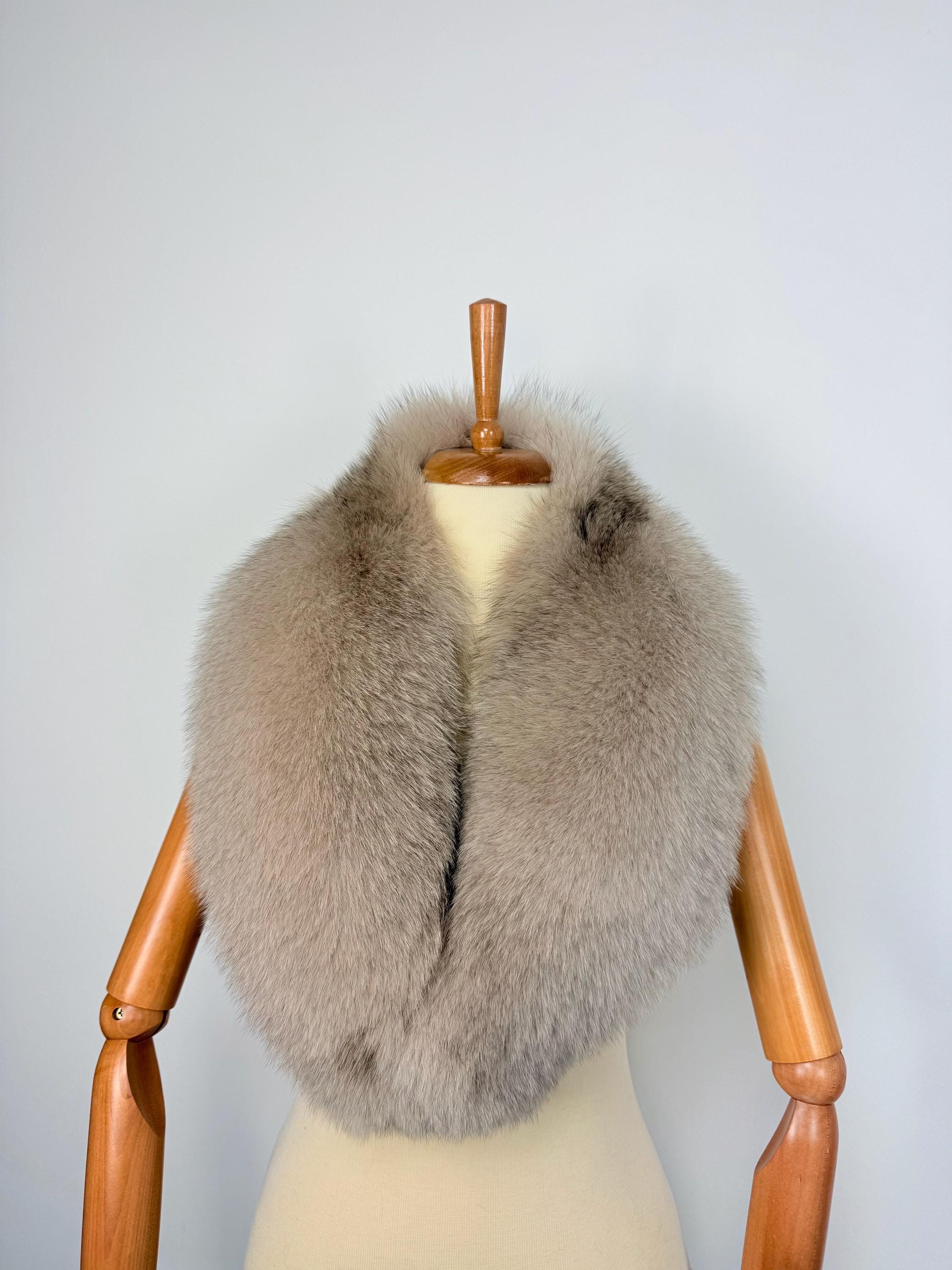 Beige Fox Fur Collar – Real Fur Collar, Handmade in Greece, Luxury Fur Neck Accessory