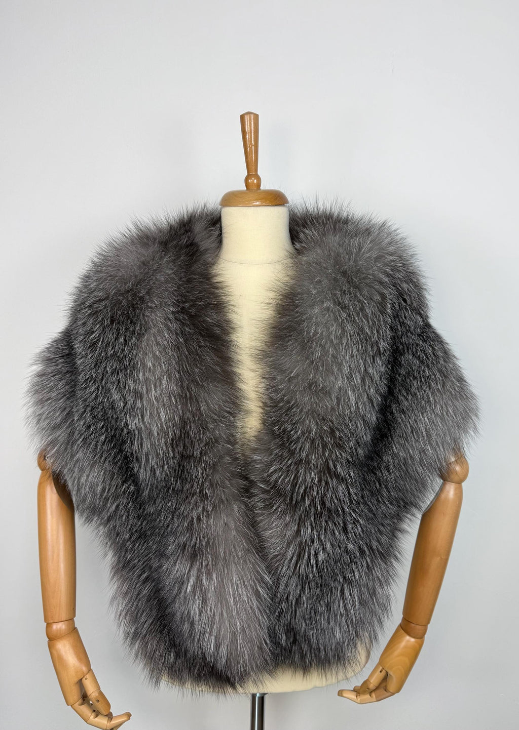 Frost Fox Fur Shawl – Real Fur Evening Wrap, Handmade in Greece