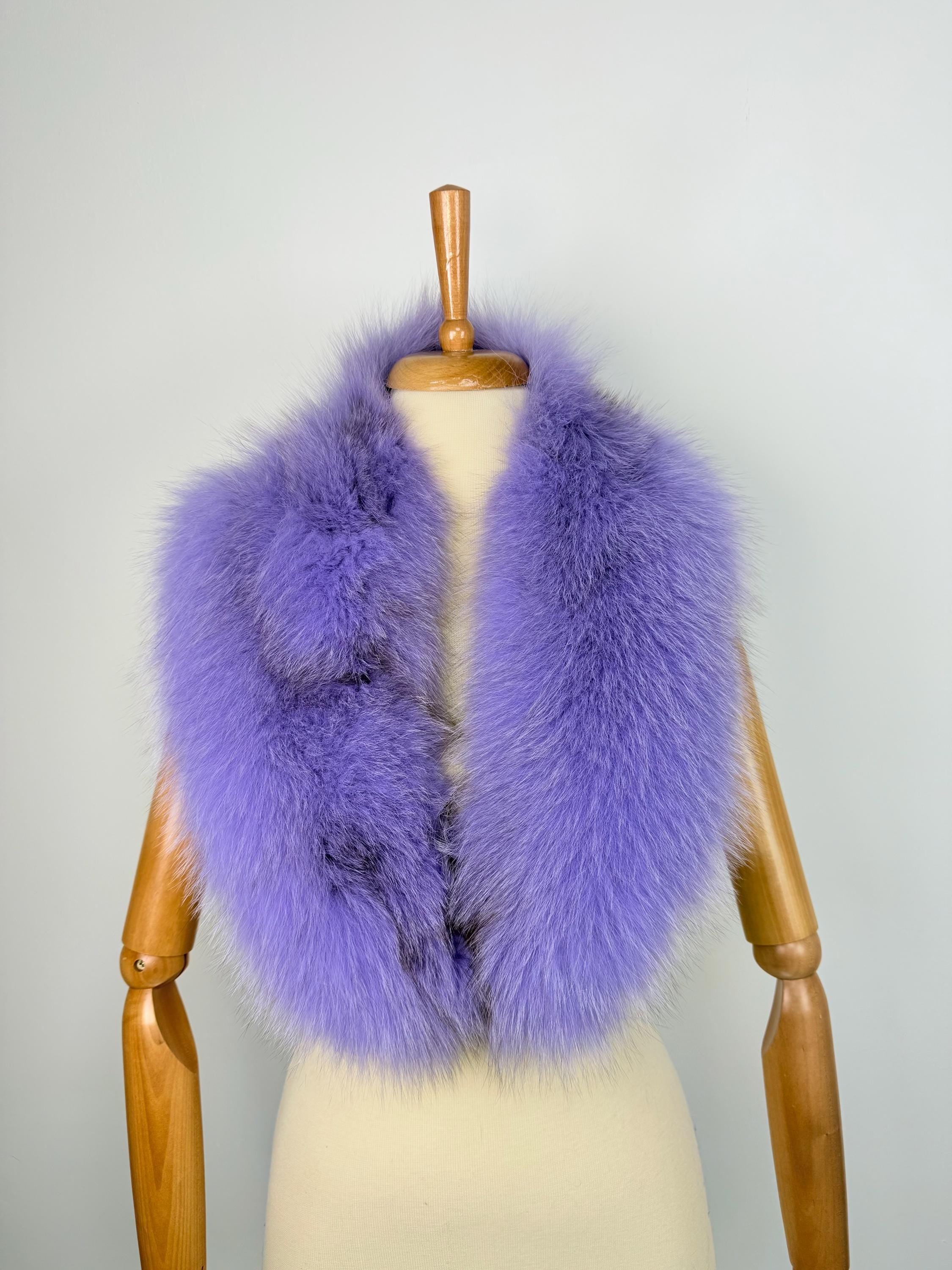 Luxury Lavender Fur Collar – Real Fox Fur Stole Scarf