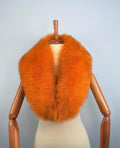 Luxury Fiery Orange Fox Fur Collar: Genuine Vibrant-Orange Fur Stole