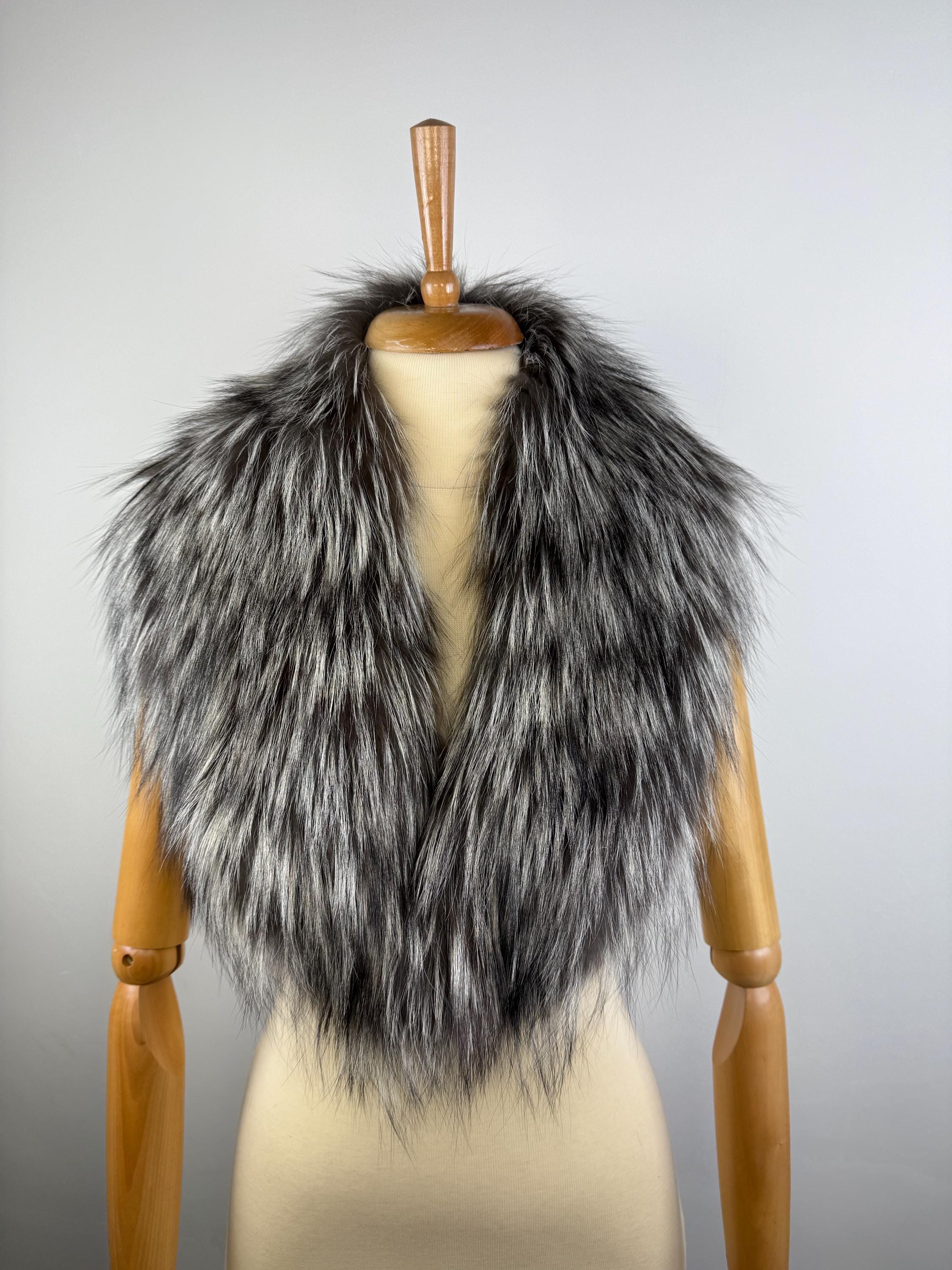 Genuine Silver Fox Fur Collar - Luxury Fur Stole, Winter Collars Accessories