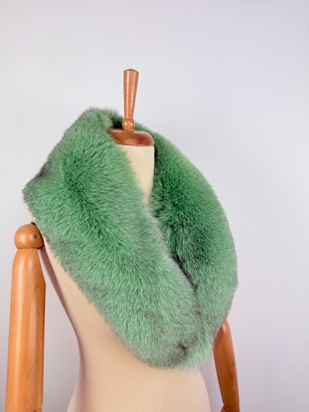 Emerald Green Fox Fur Collar – Real Fur Collar, Handmade in Greece, Luxury Neck Accessory