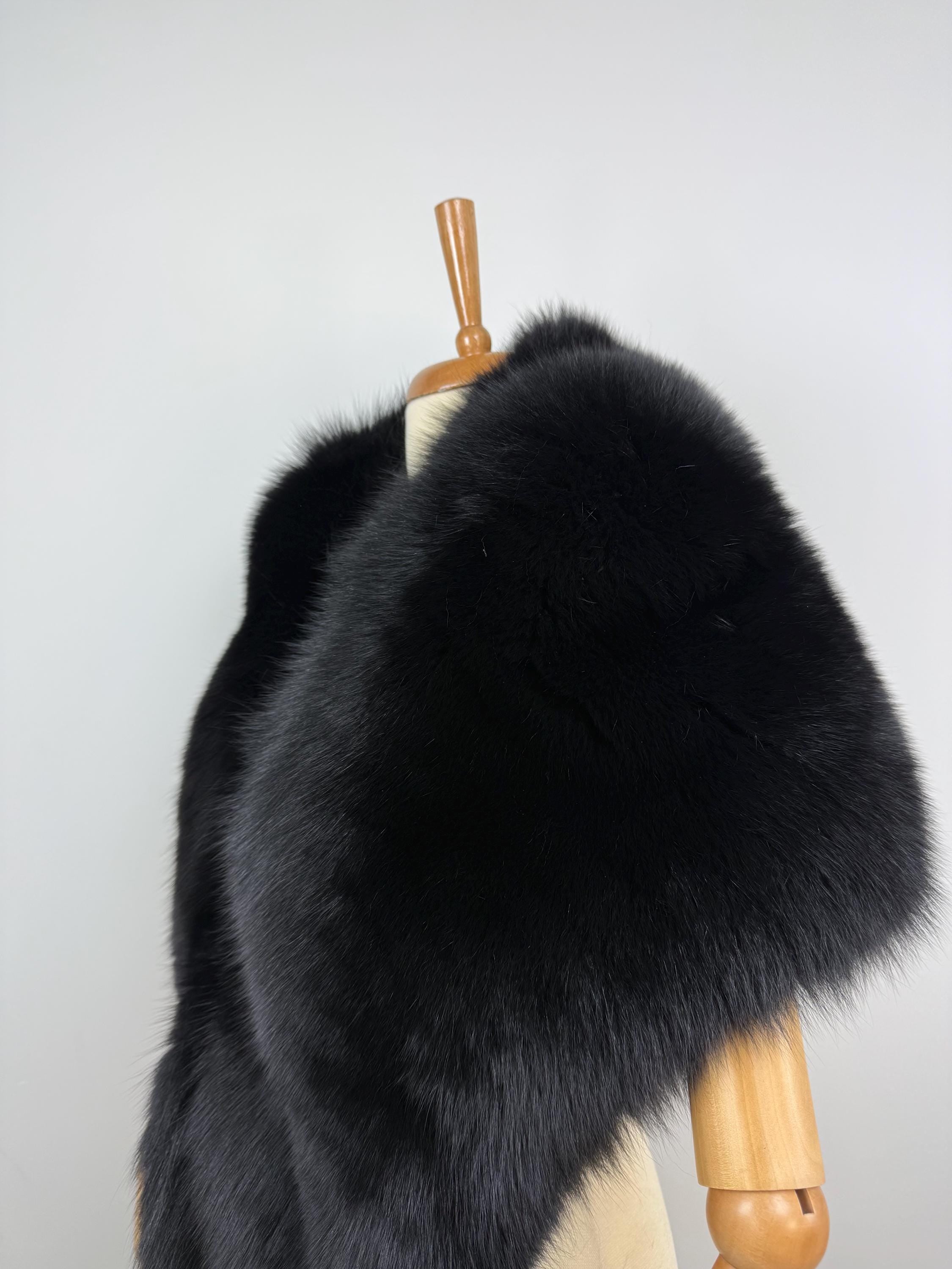 Black Fur Shawl: Luxurious Fox Fur Stole, Evening Wrap