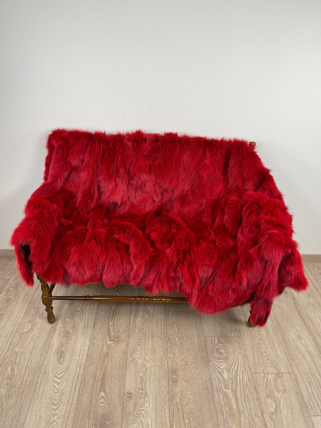 Luxury Red Fox Fur Blanket: Warm Fluffy Bedspread Throw