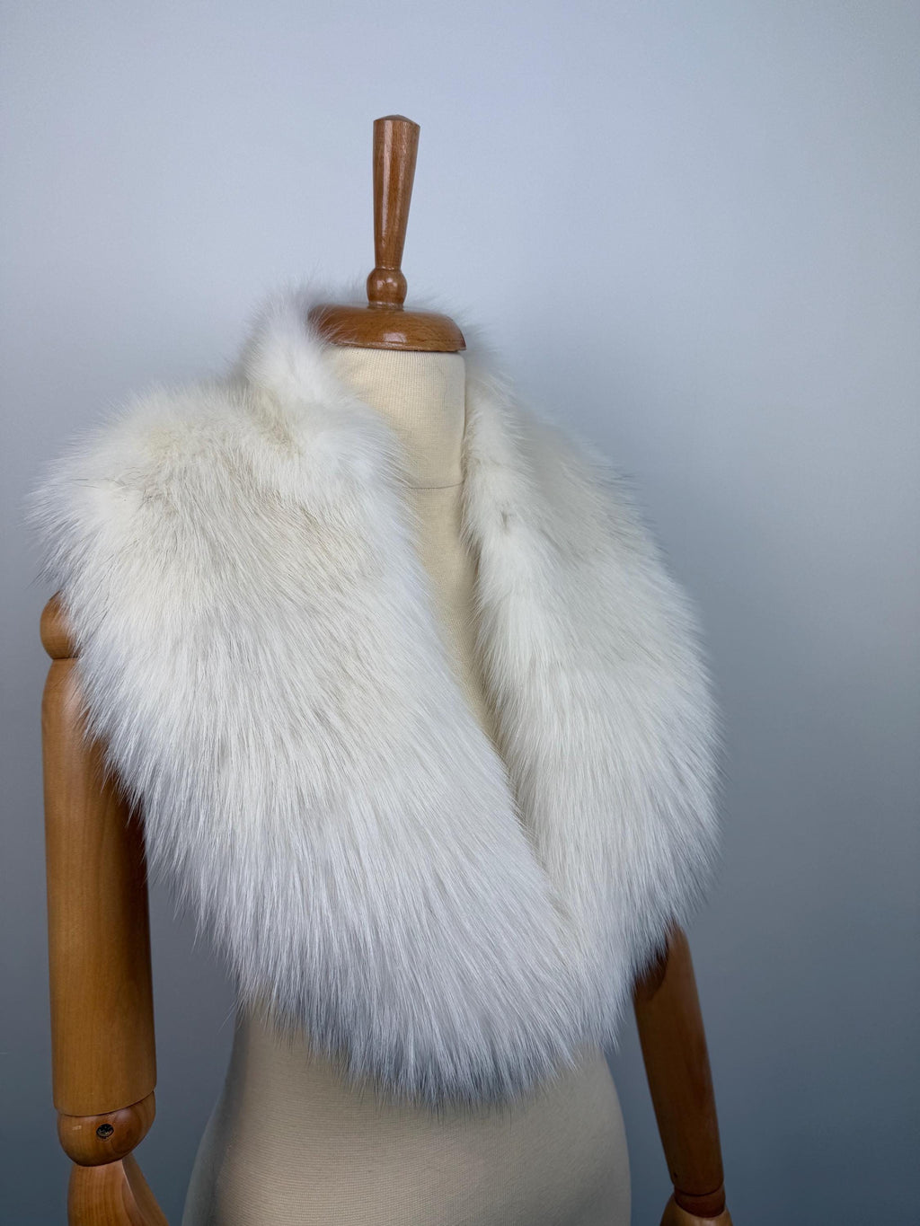 Luxury White Fox Fur Collar – Real Fur, Handmade in Greece, Elegant Neck Accessory