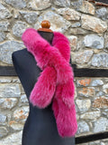 Fuchsia Fox Fur Scarf – Real Fur Scarf, Handmade in Greece, Luxury Winter Scarf