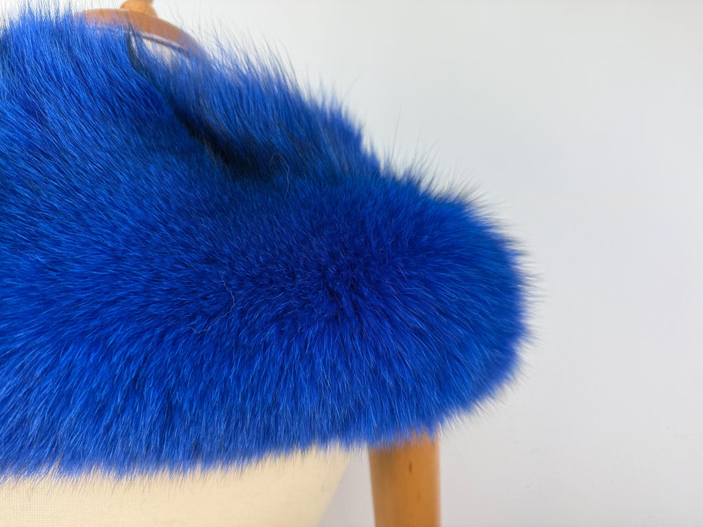 Royal Blue Fox Fur Collar – Real Fur Collar, Handmade in Greece, Luxury Neck Accessory
