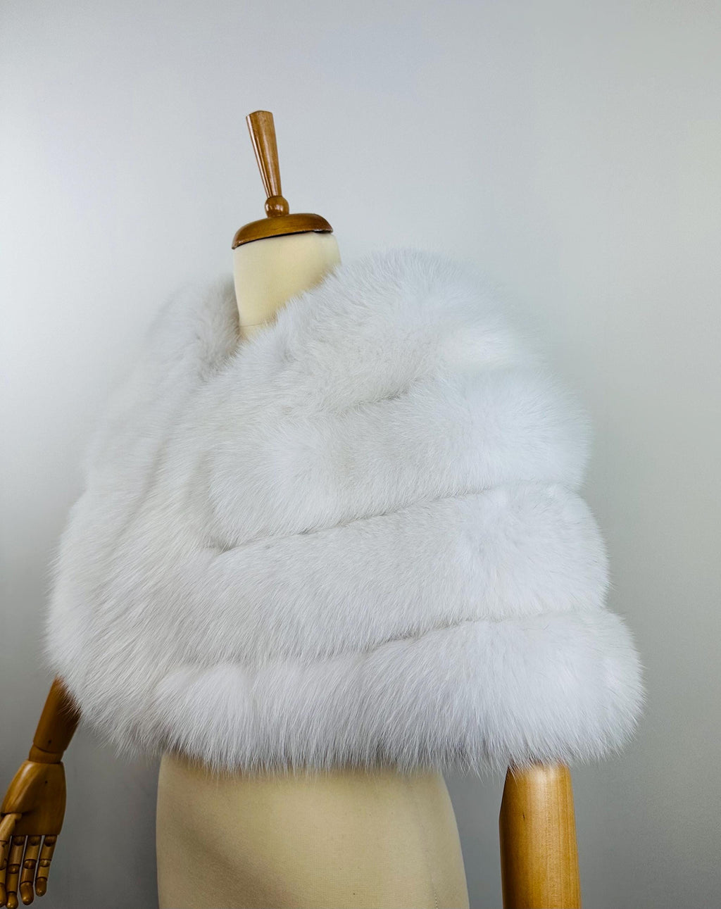 White Fox Fur Bridal Shawl – Real Fur Wrap, Handmade in Greece