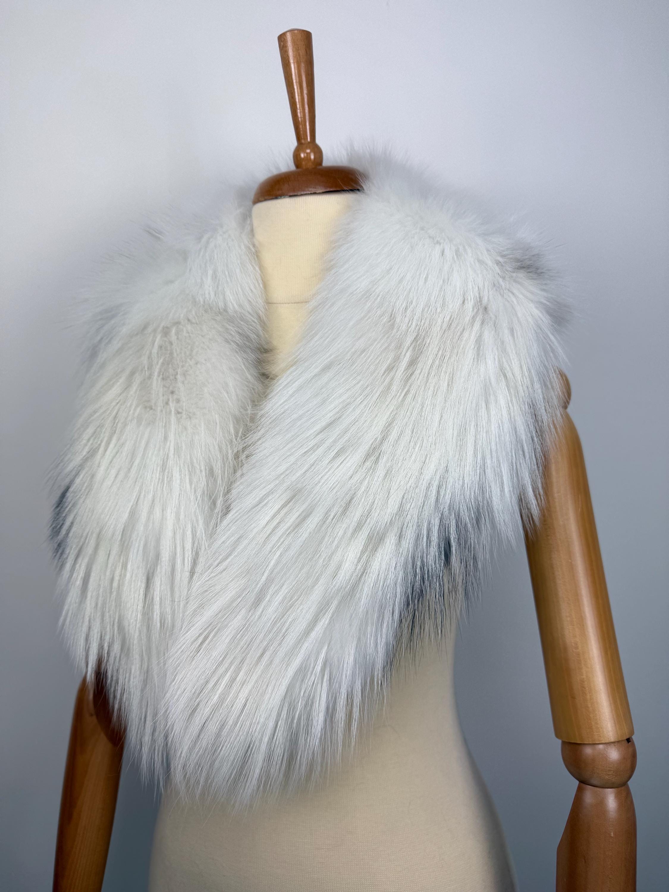 Platinum Fox Fur Collar – Real Fur Collar, Handmade in Greece, Luxury Neck Accessory