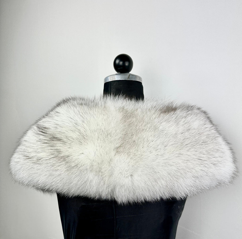 Luxury Natural Blue Fox Fur Collar – Real Fur, Handmade in Greece, Elegant Neck Accessory