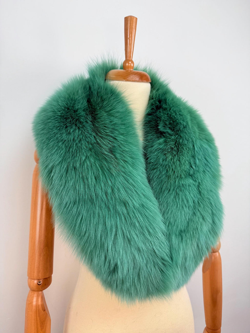 Green Fox Fur Collar – Real Fur Collar, Handmade in Greece, Luxury Neck Accessory