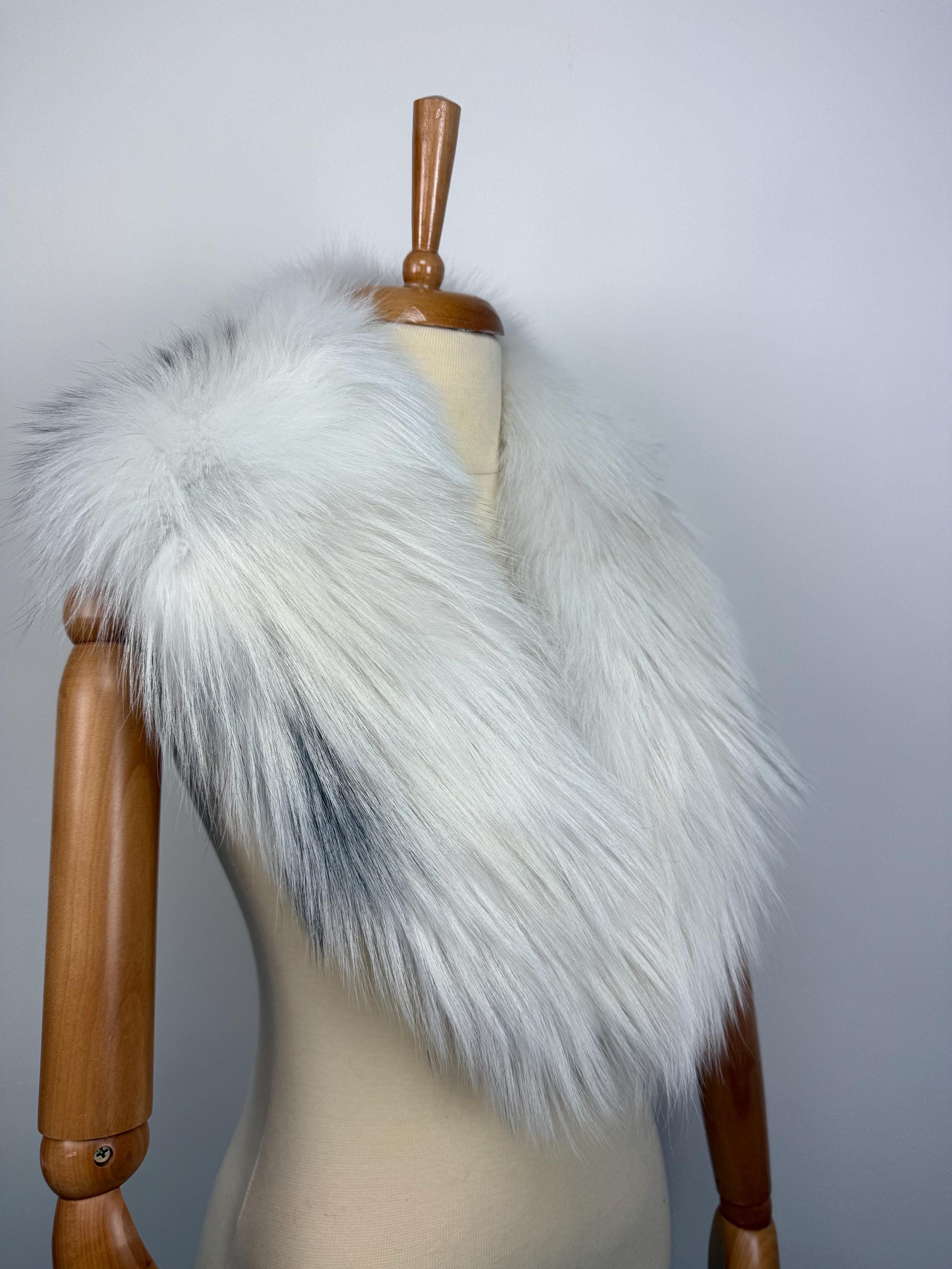 Platinum Fox Fur Collar – Real Fur Collar, Handmade in Greece, Luxury Neck Accessory