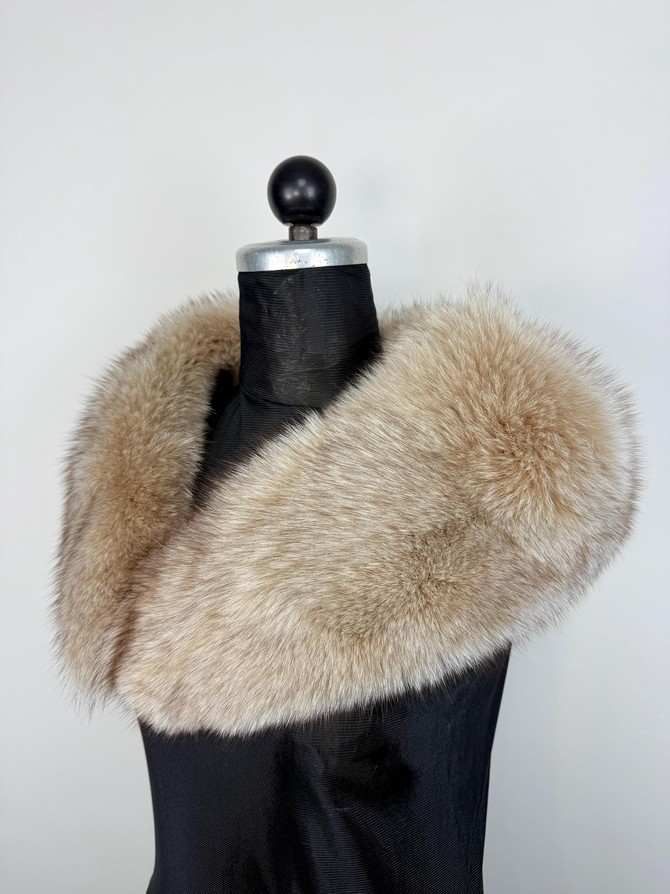 Beige Fox Fur Collar – Real Fur Collar, Handmade in Greece, Luxury Neck Accessory