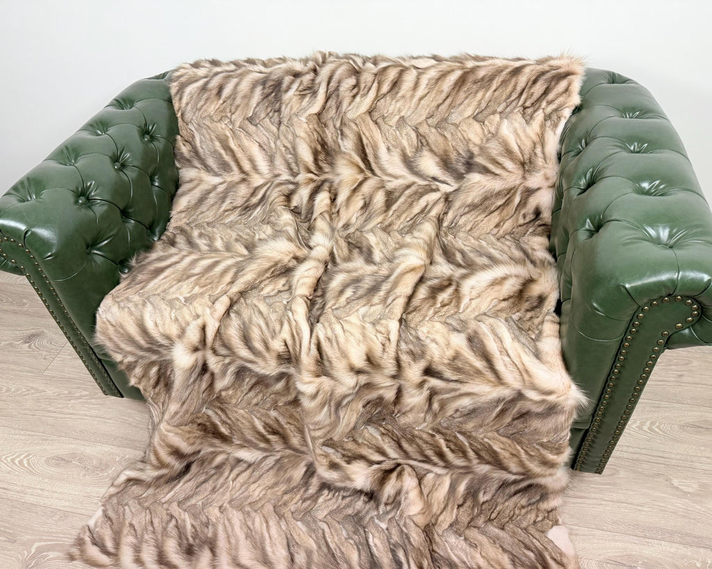 Luxury Fox Fur Blanket Throw - Handmade in Greece
